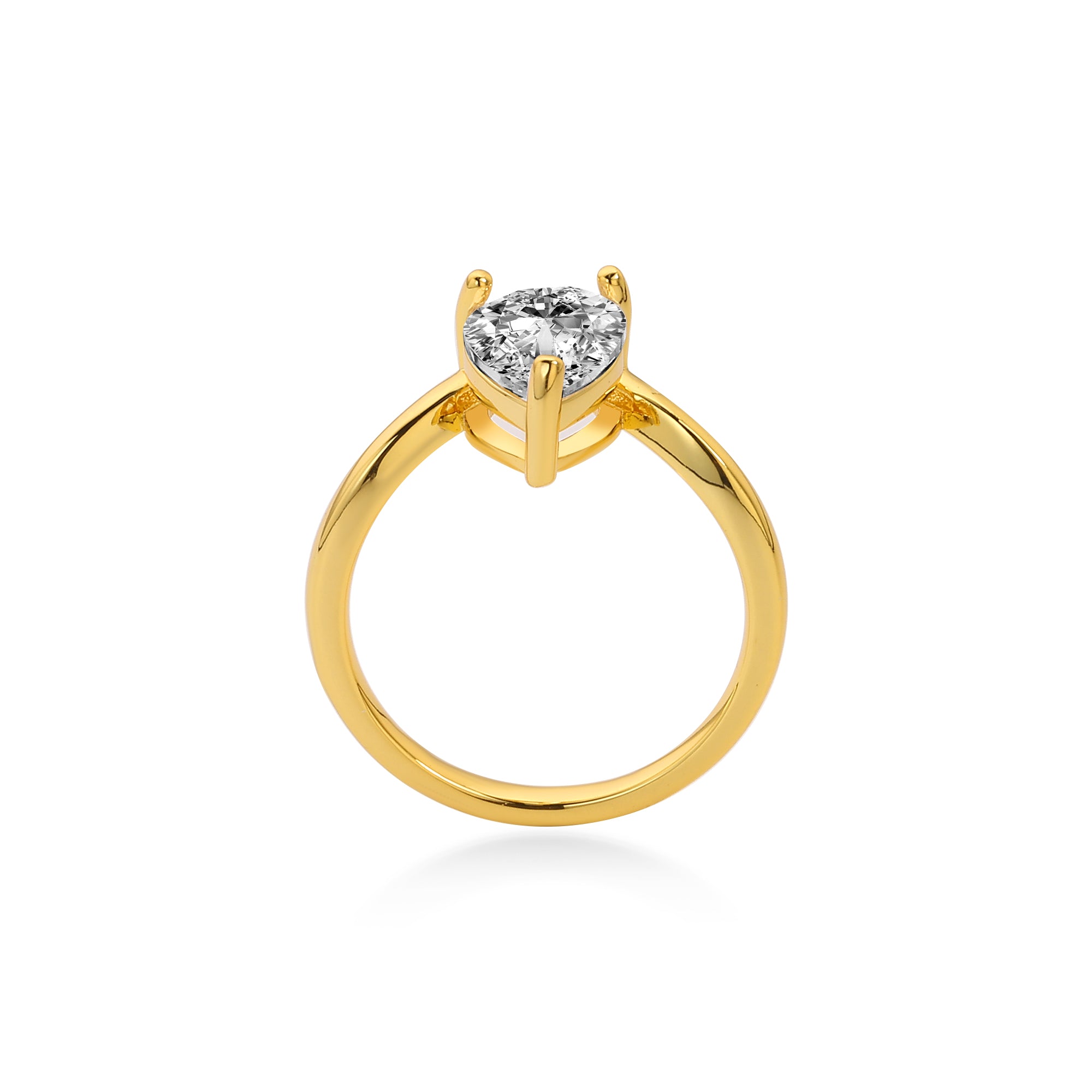 Smile Solitaire & Prong Pear Diamond Engagement Ring Lab Diamond, 14K Yellow Gold
