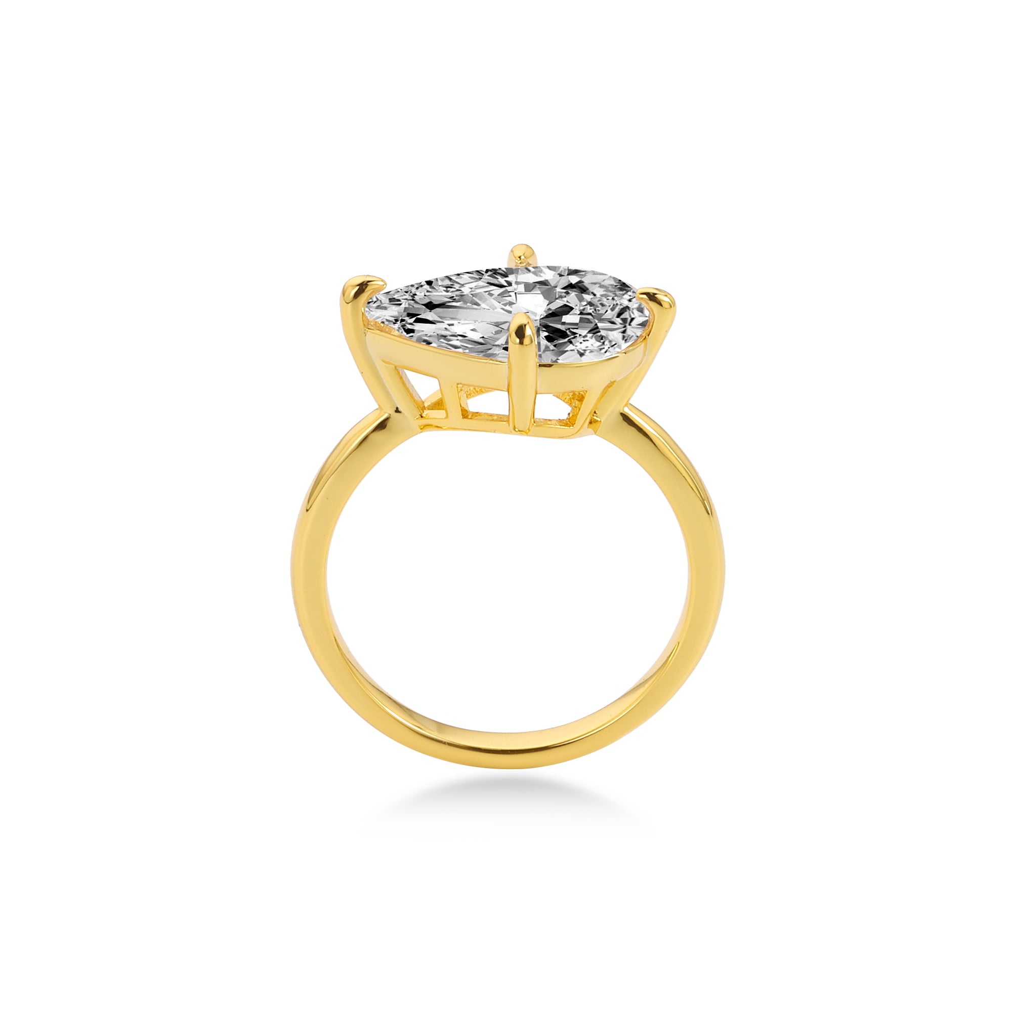 3CT East-West Pear Cut Engagement Ring with Lab-Grown Diamond, 14K Gold