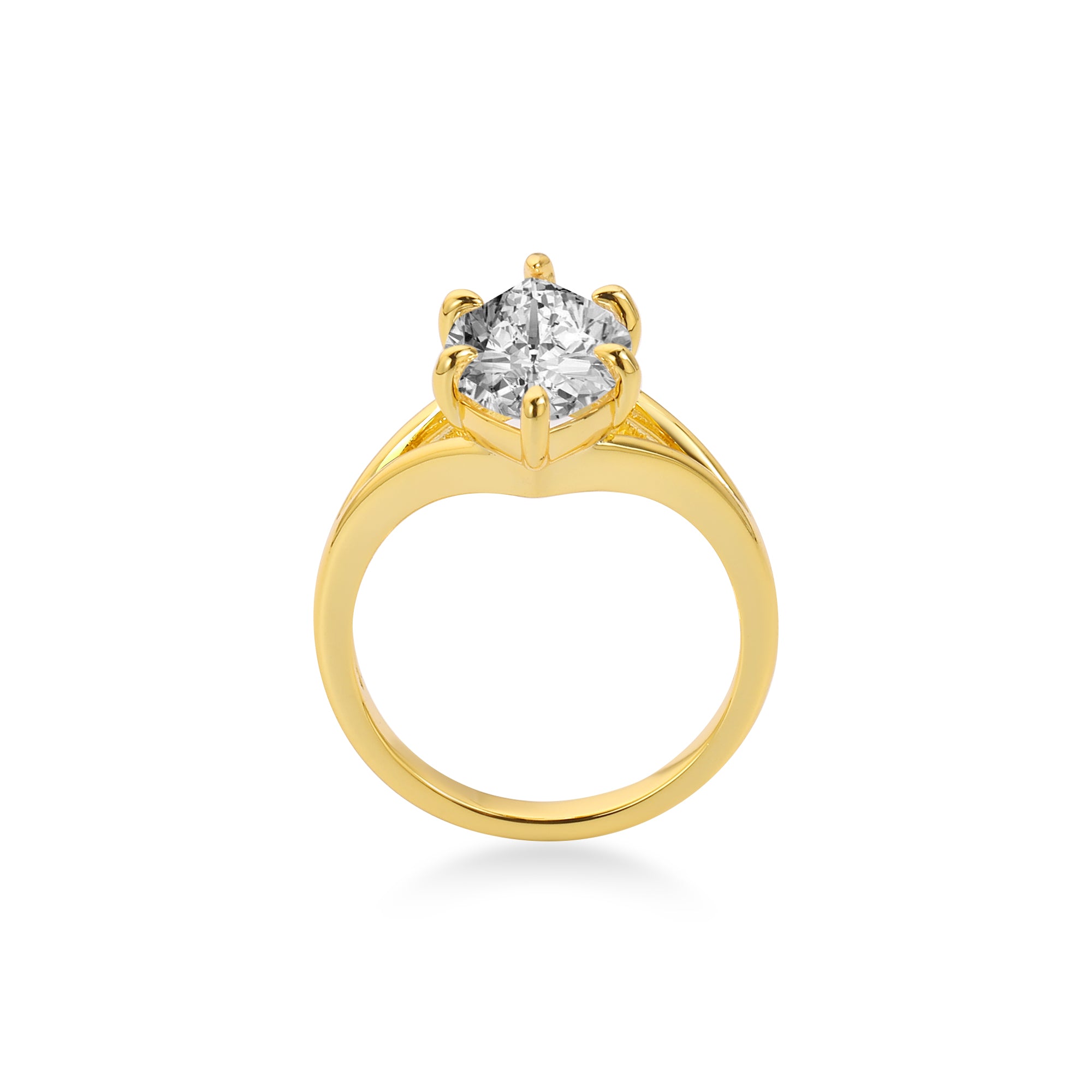 Solitaire with Split Shank Marquise Diamond Engagement Ring Lab Diamond, 14K Gold Yellow