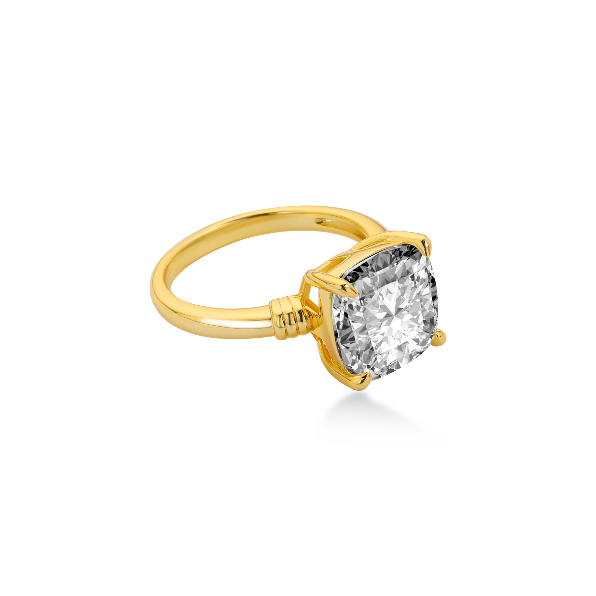 Solitaire Prong-Set Cushion Cut Engagement Ring with Lab-Grown Diamond, 14K Yellow Gold