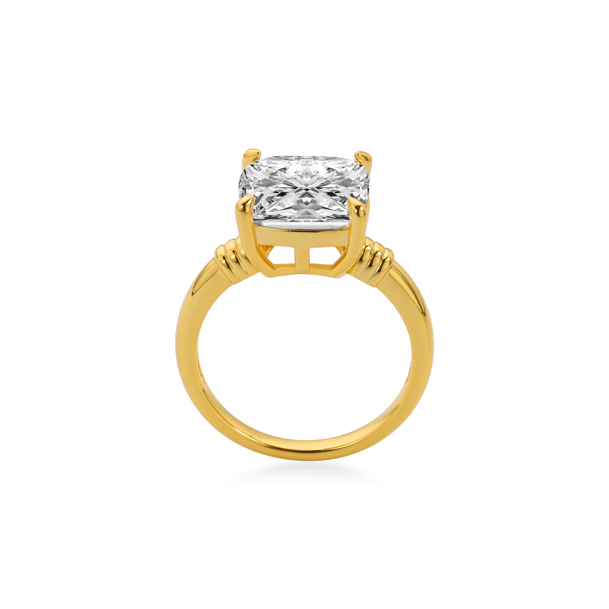 Solitaire Prong-Set Cushion Cut Engagement Ring with Lab-Grown Diamond, 14K Yellow Gold