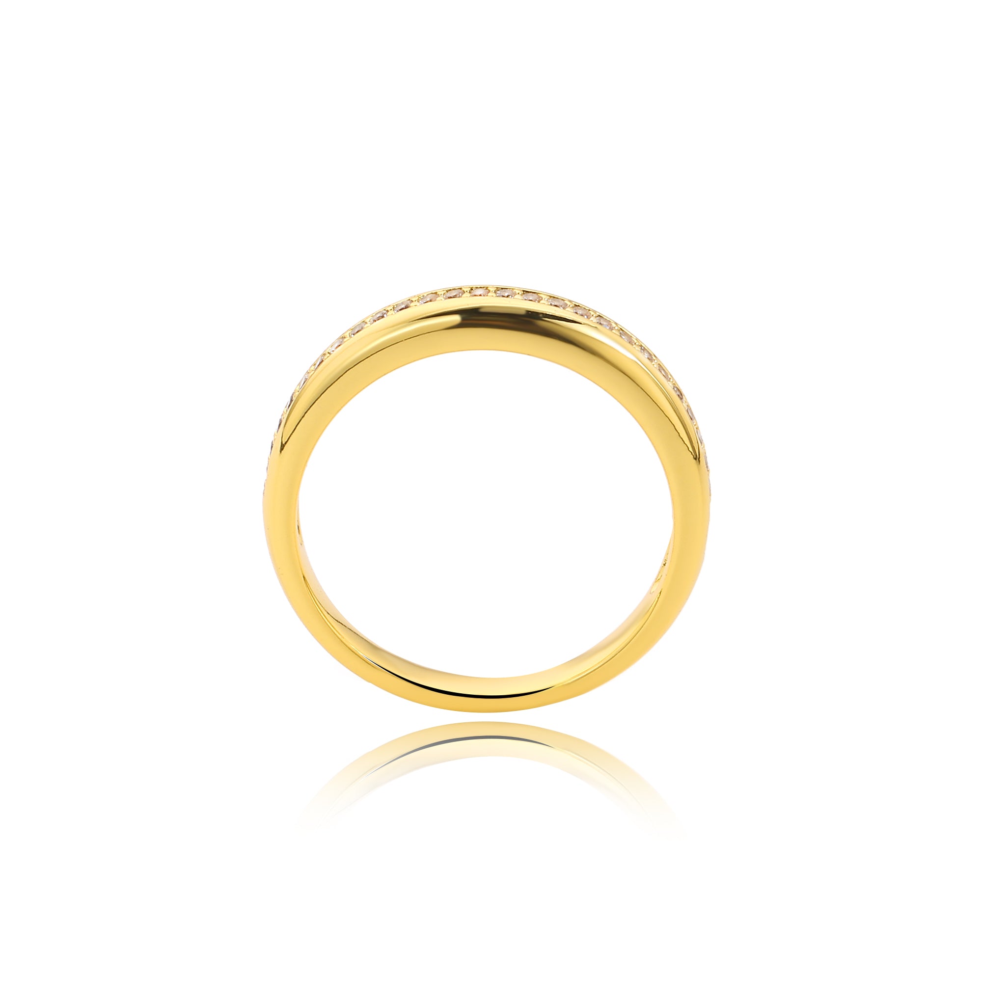 Thick Gold Channel Bead-Prong Lab Diamond Wedding Band in 14K Yellow Gold