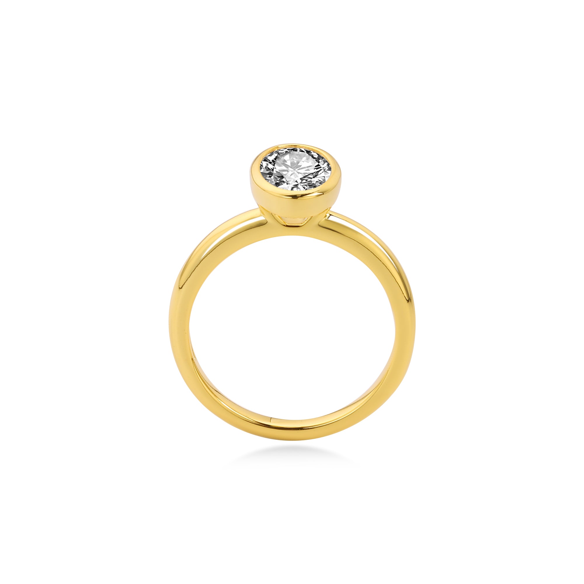 Bezel Oval Diamond Engagement Ring with Lab Diamond, 14K Gold Yellow