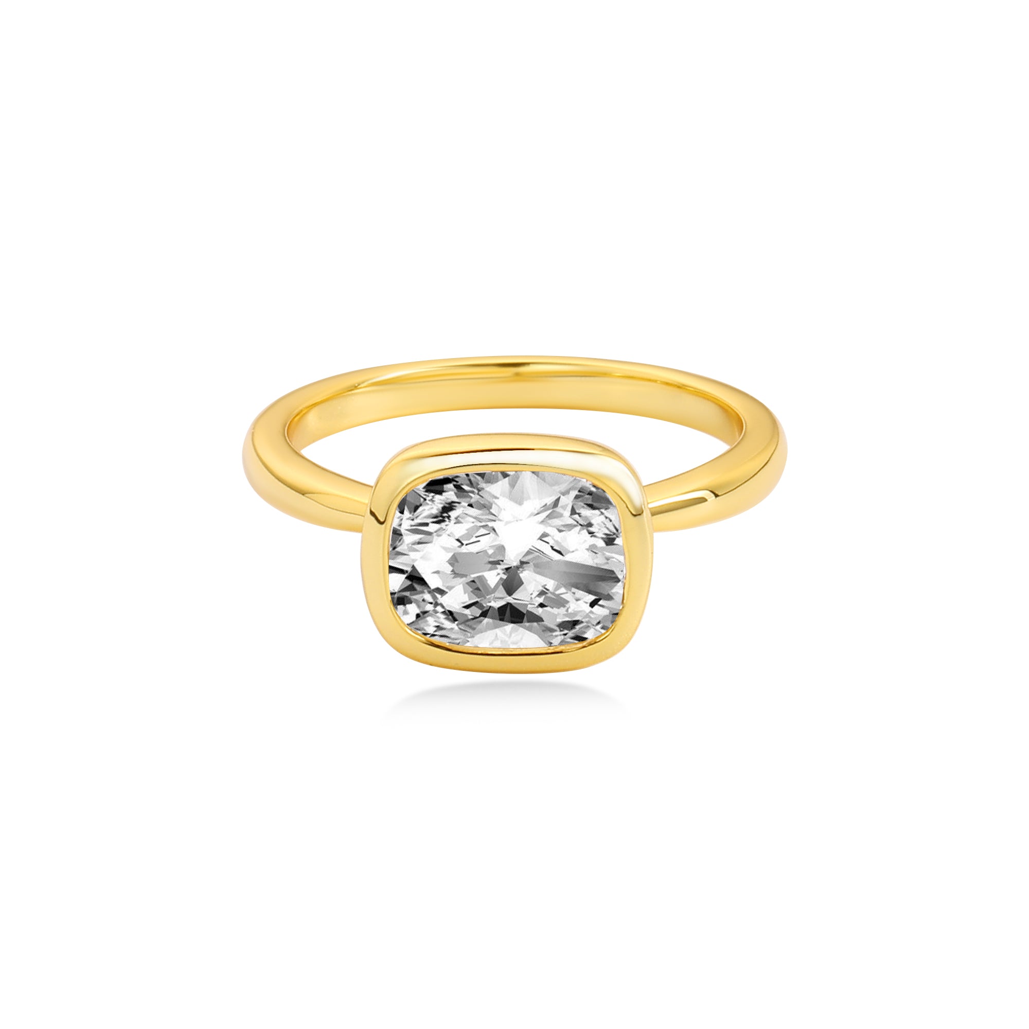 2CT Bezel Baguette Diamond Engagement Ring with Lab Diamond 14K Gold Yellow
