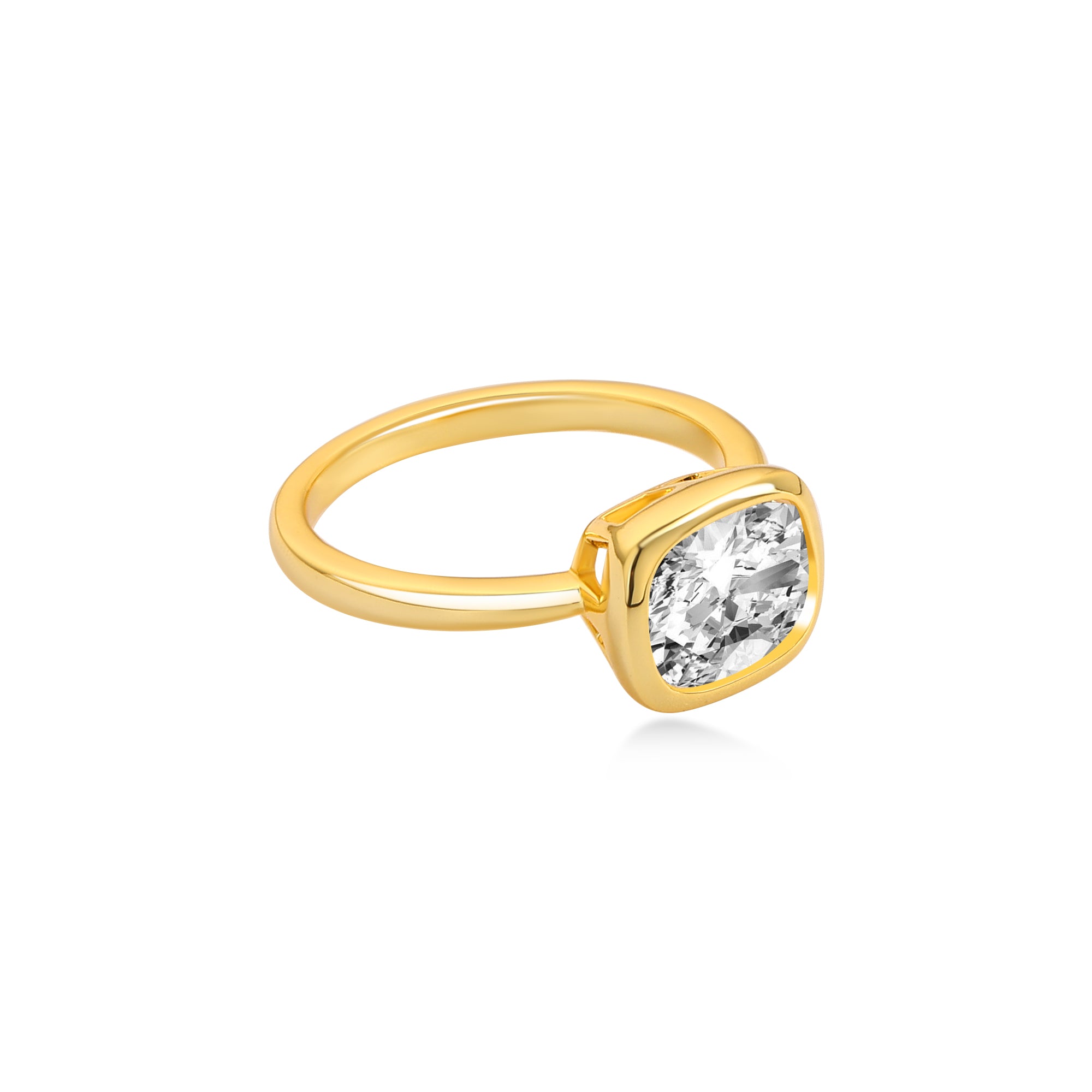 2CT Bezel Baguette Diamond Engagement Ring with Lab Diamond 14K Gold Yellow