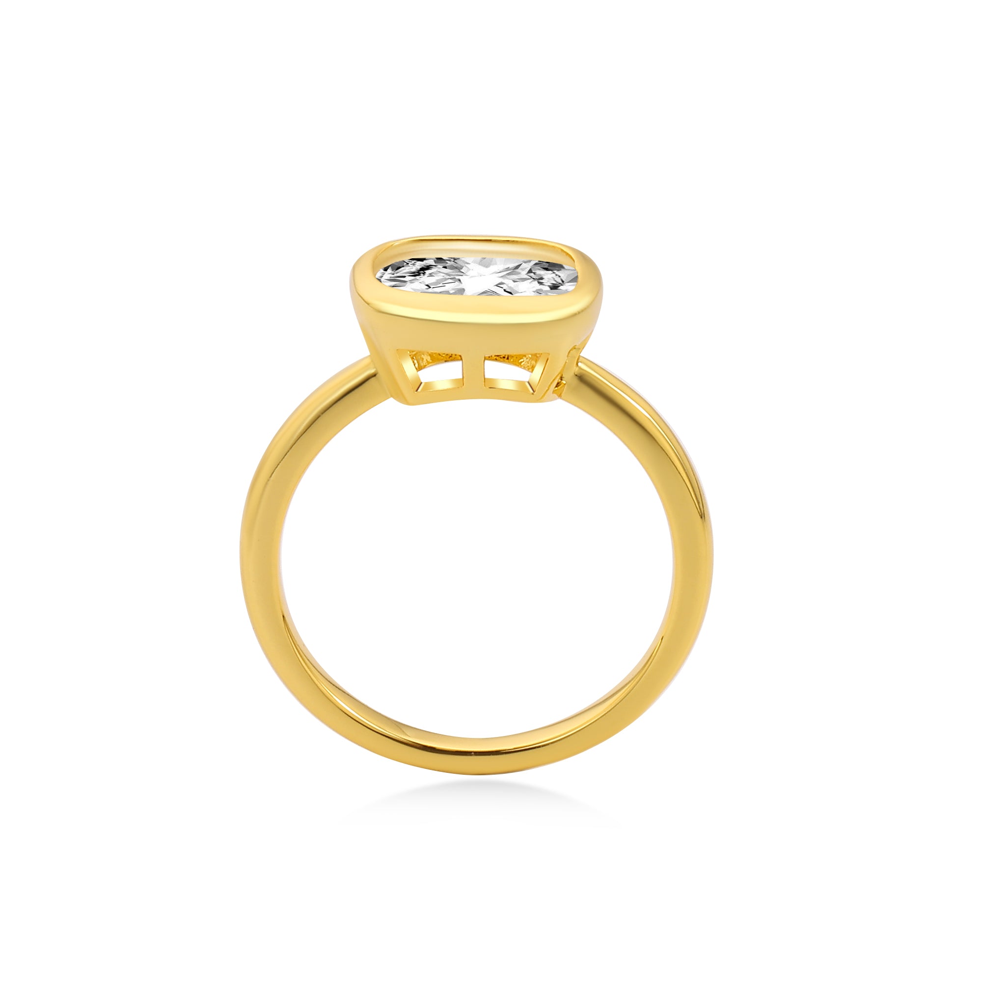 2CT Bezel Baguette Diamond Engagement Ring with Lab Diamond 14K Gold Yellow