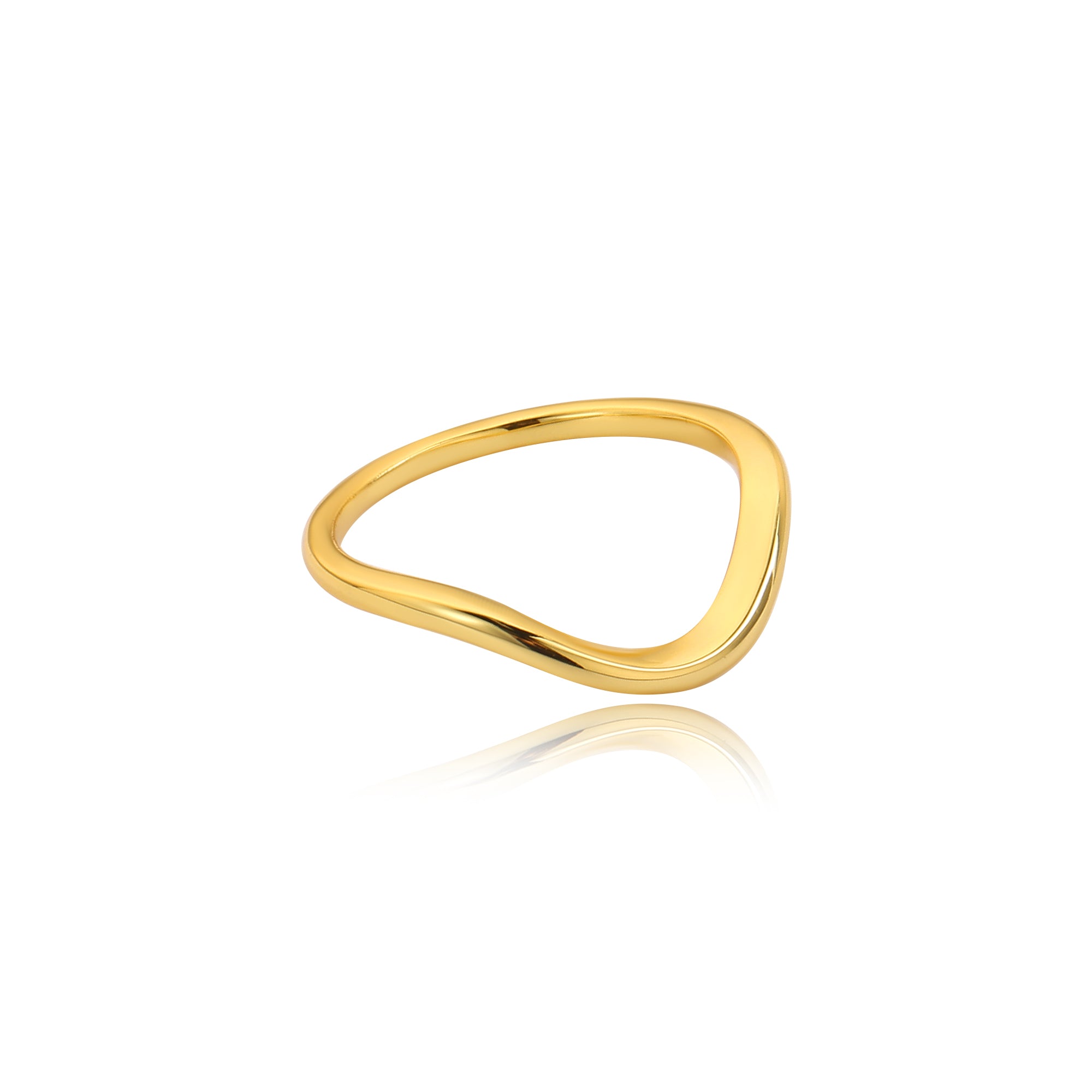 Smile Plain Gold Wedding Ring Lab Diamond, 14K Yellow Gold