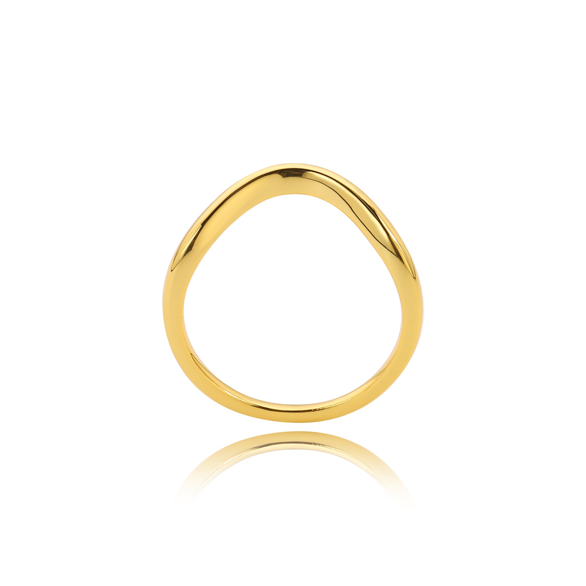 Smile Plain Gold Wedding Ring Lab Diamond, 14K Yellow Gold
