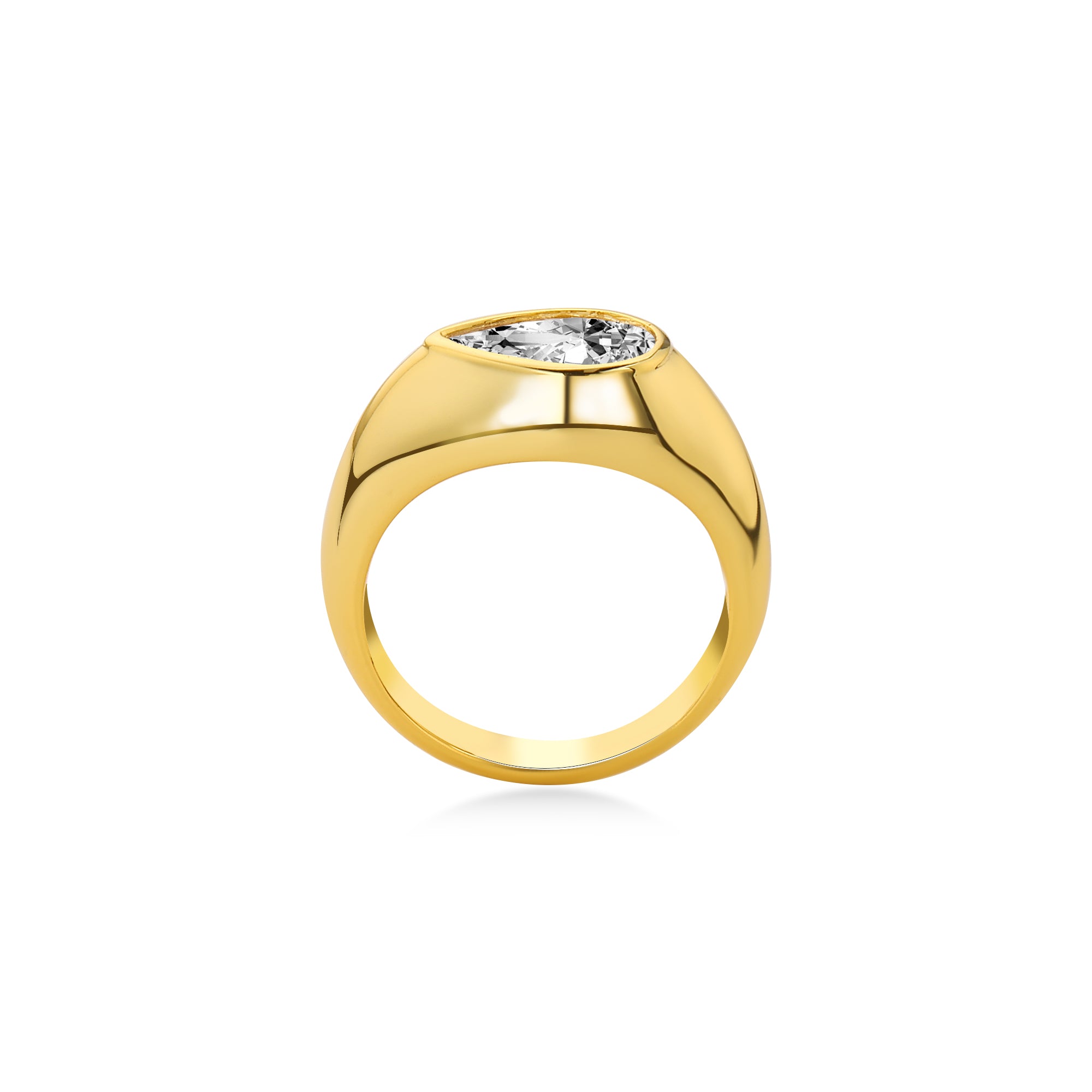 Bezel Pear Diamond Engagement Ring with Lab Diamond, 14K Gold Yellow