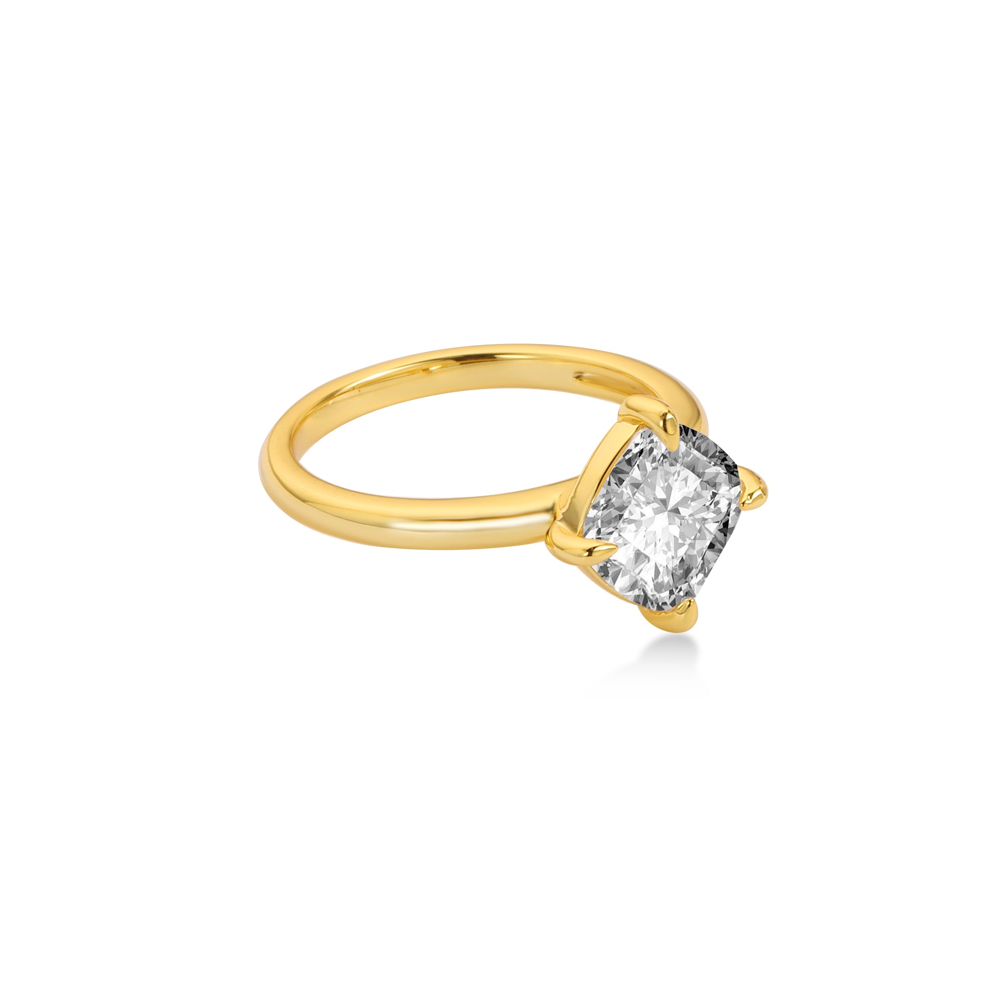 Solitaire Prong-Set Princess Cut Engagement Ring with Lab-Grown Diamond, 14K Yellow Gold