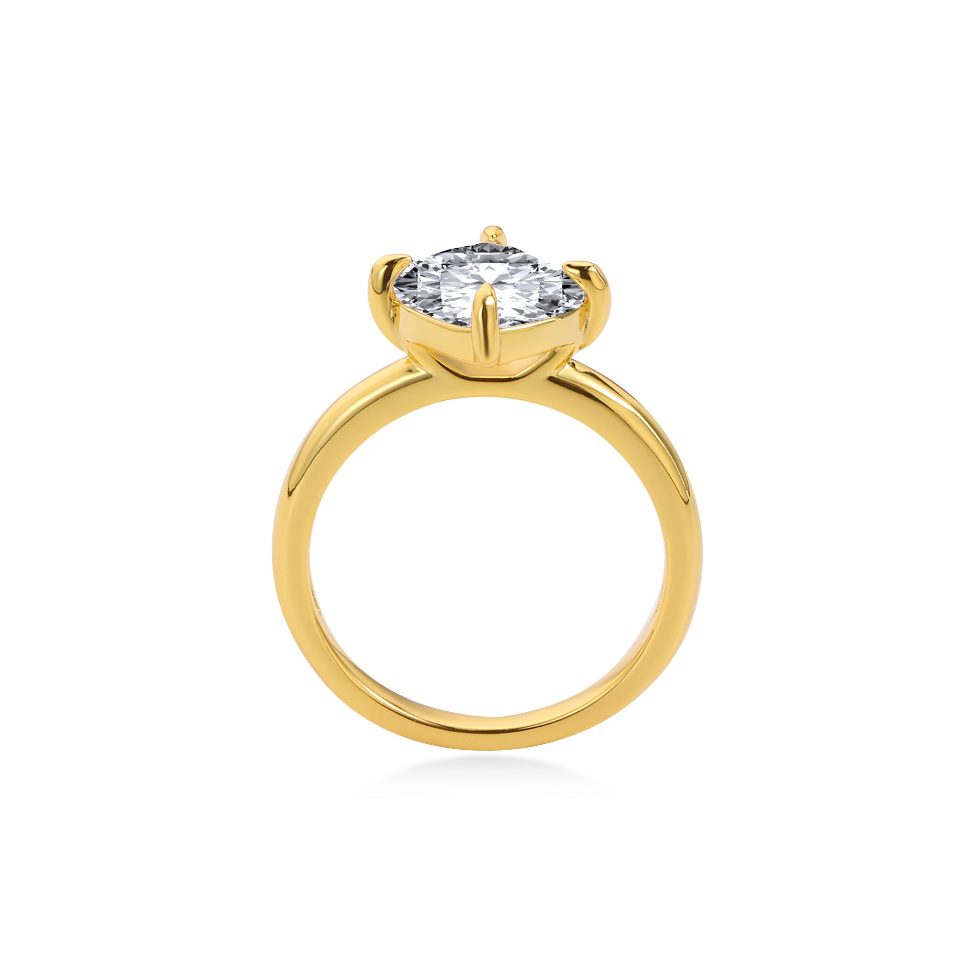 Solitaire Prong-Set Princess Cut Engagement Ring with Lab-Grown Diamond, 14K Yellow Gold