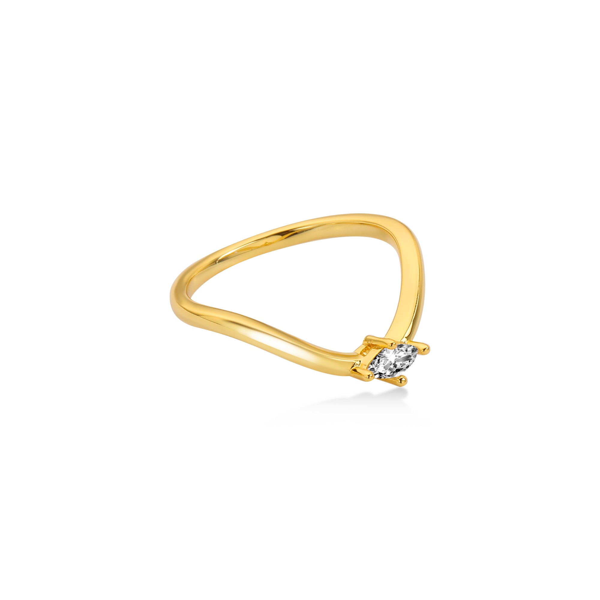 Smile Round Marquise Wedding Ring Lab Diamond, 14K Yellow Gold