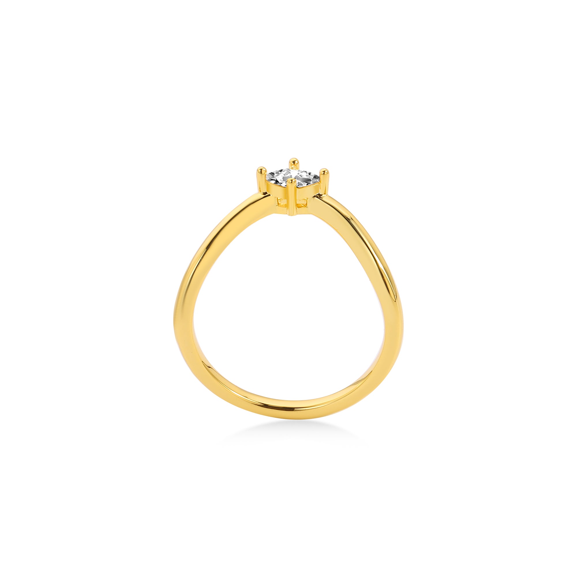 Smile Round Marquise Wedding Ring Lab Diamond, 14K Yellow Gold