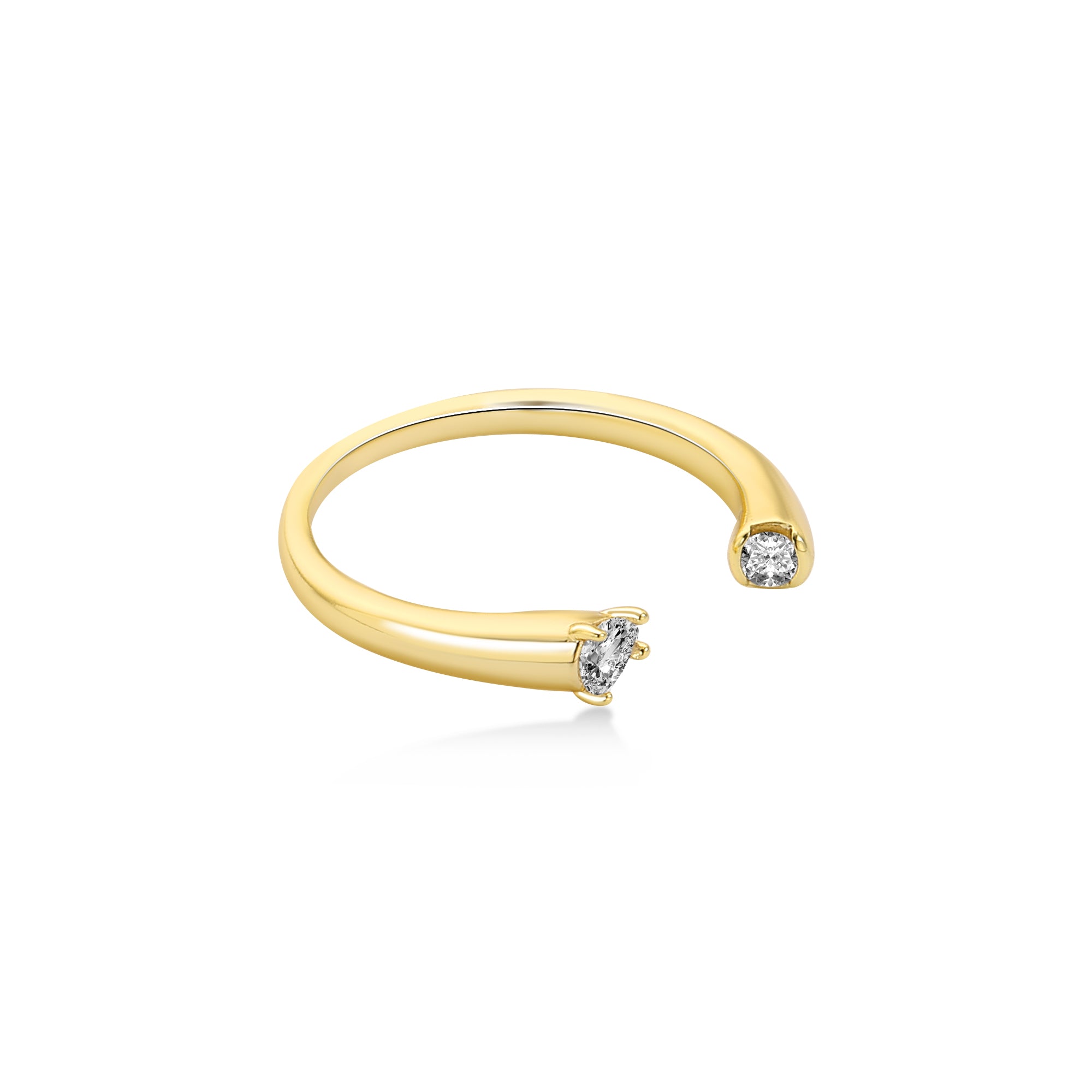 Toi & Moi Pear Diamond Wedding Open Ring Lab Diamond, 14K Yellow Gold