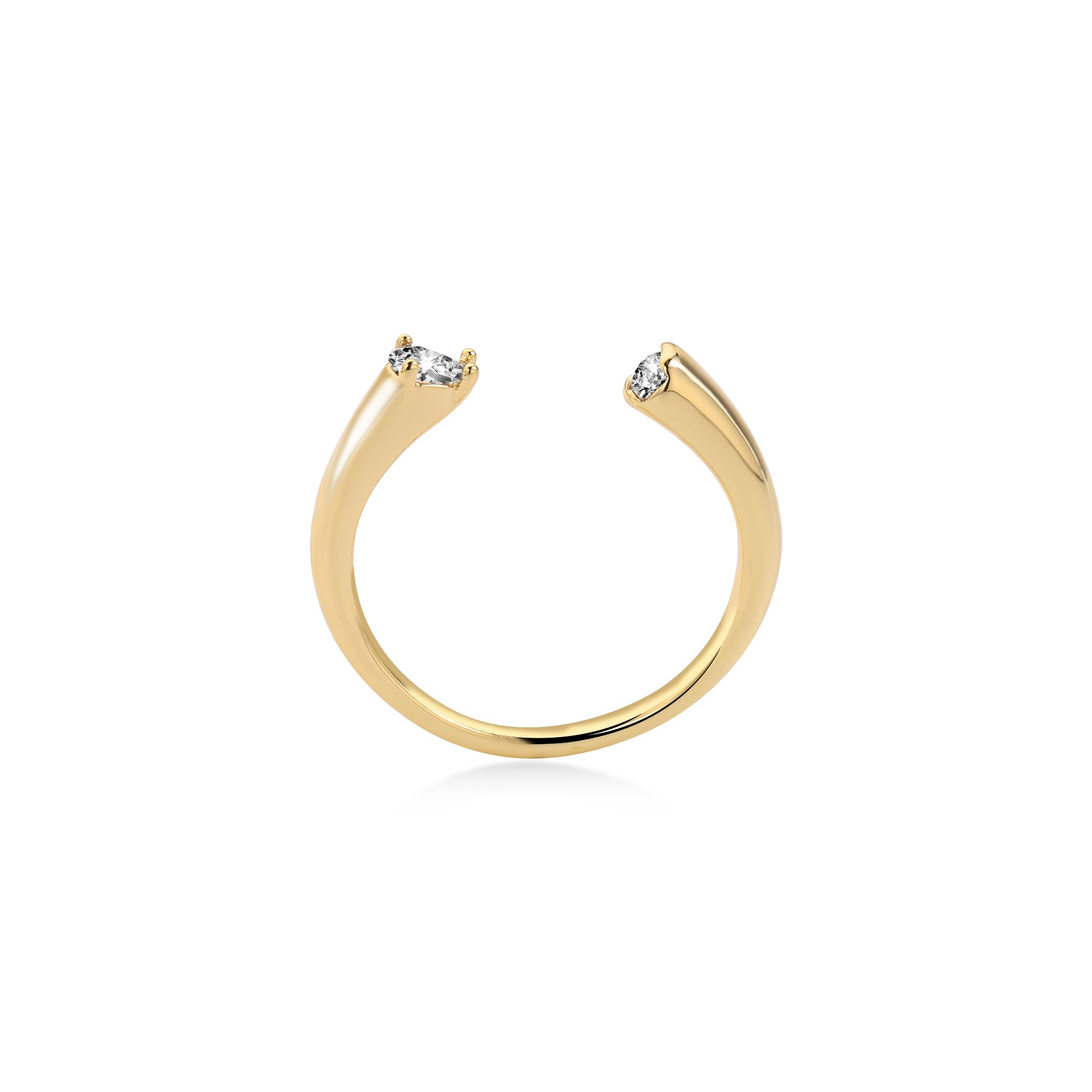 Toi & Moi Pear Diamond Wedding Open Ring Lab Diamond, 14K Yellow Gold