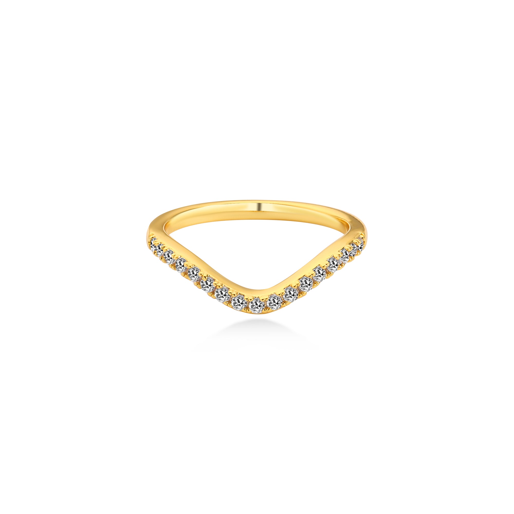 Smile Split Prong 17 Stone Diamond Wedding Ring, 14K Yellow Gold