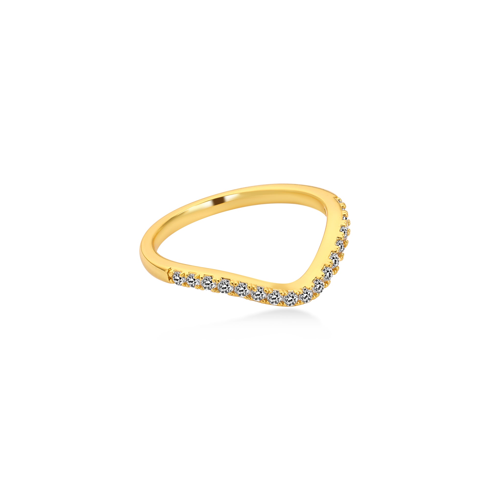 Smile Split Prong 17 Stone Diamond Wedding Ring, 14K Yellow Gold