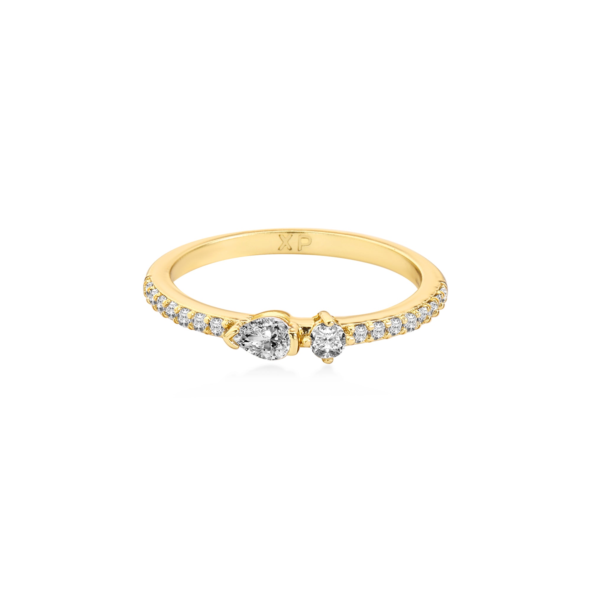 Split Prong Pear Diamond Wedding Ring Lab Diamond, 14K Yellow Gold