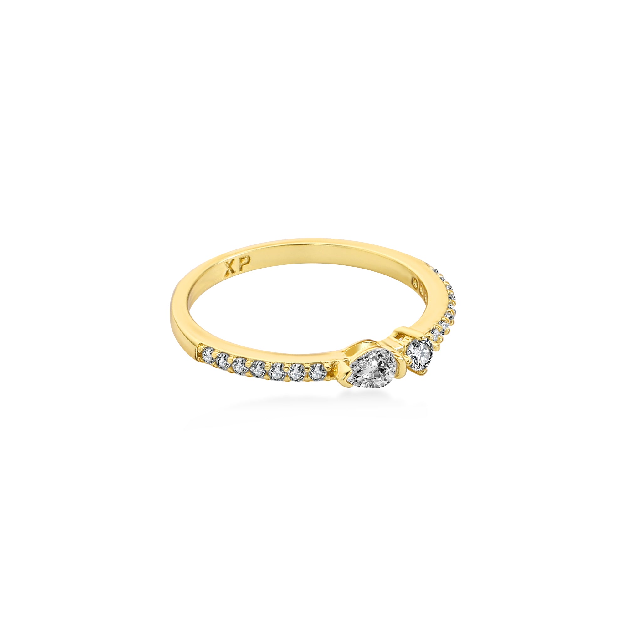 Split Prong Pear Diamond Wedding Ring Lab Diamond, 14K Yellow Gold