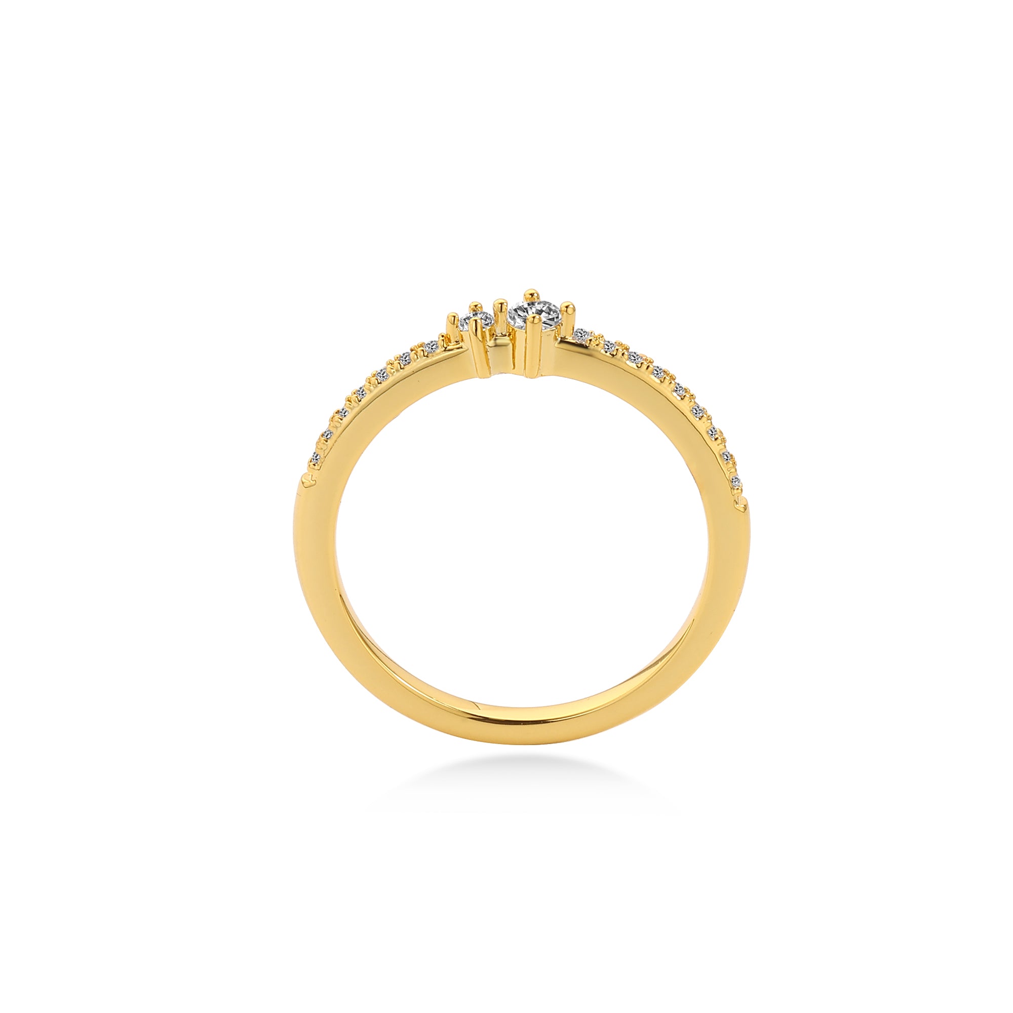 Split Prong Round Diamond Wedding Ring Lab Diamond, 14K Yellow Gold