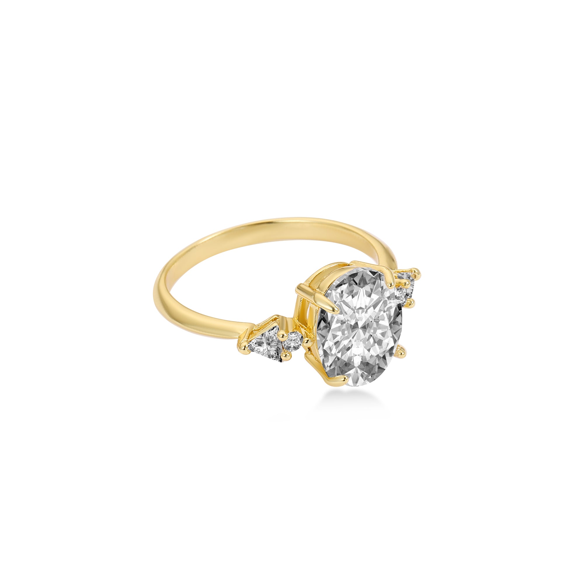 Four Stones Oval Diamond Engagement Ring Lab Diamond, 14K Yellow Gold