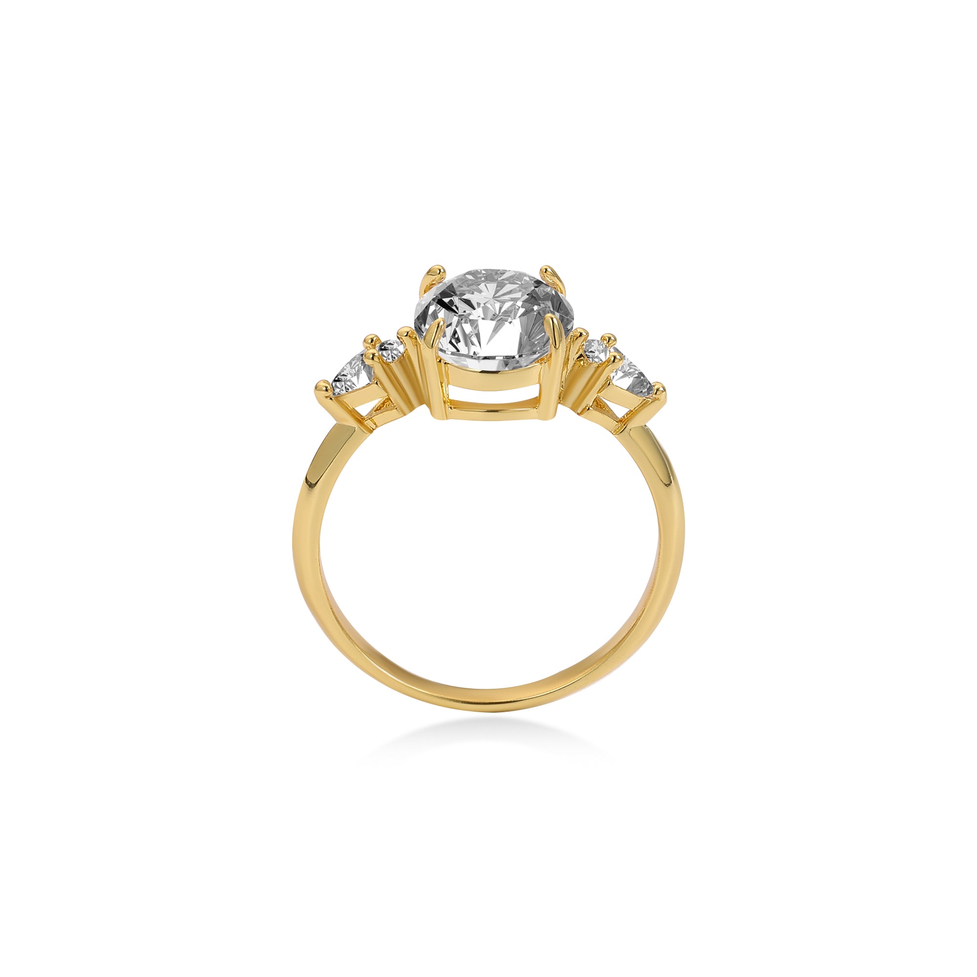Four Stones Oval Diamond Engagement Ring Lab Diamond, 14K Yellow Gold