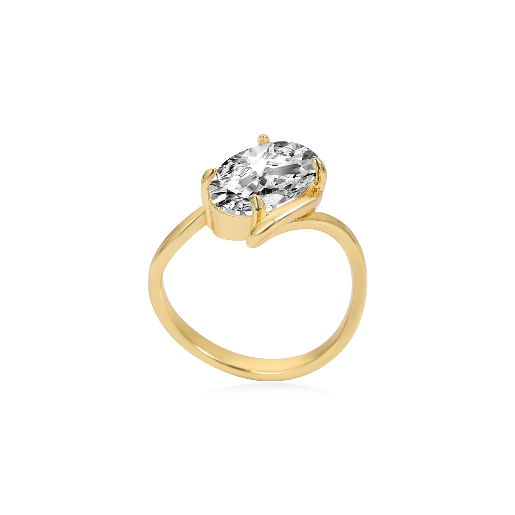 Twisted Arm Pear Diamond Engagement Ring Lab Diamond, 14K Yellow Gold