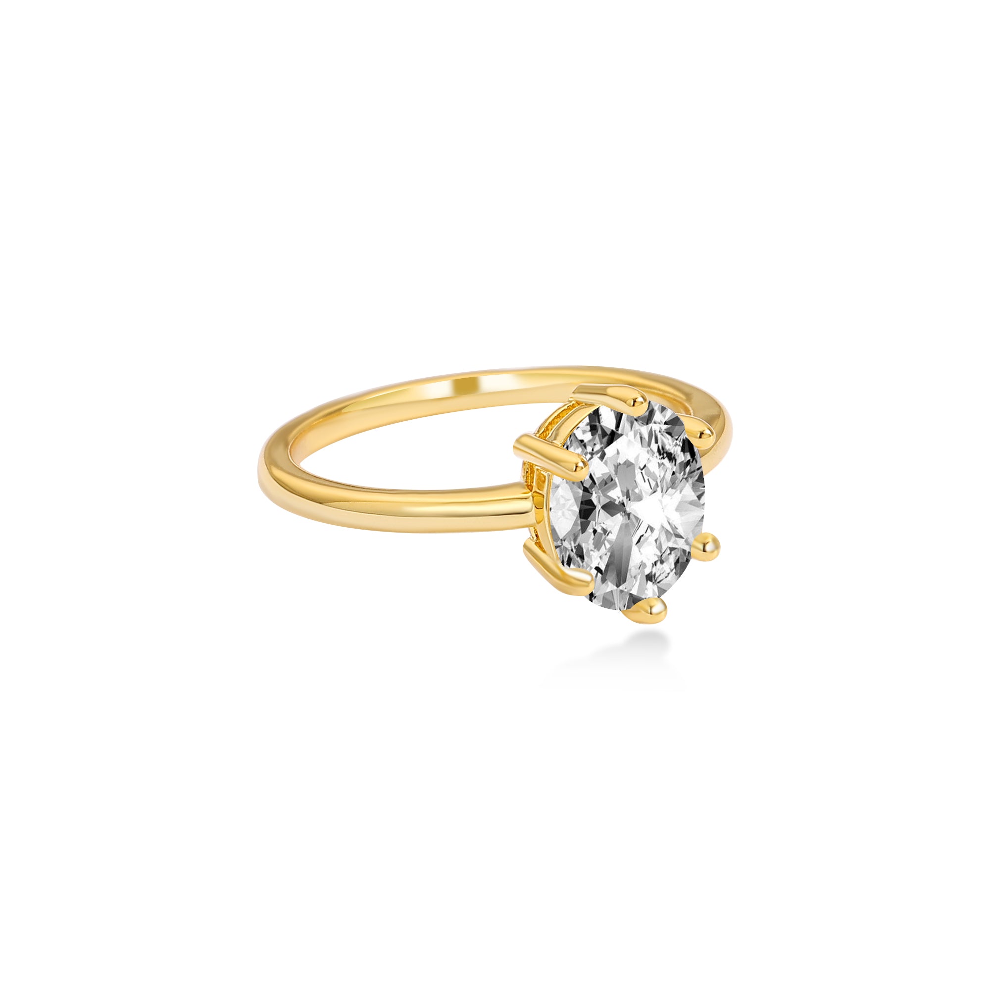 Solitaire Prong-Set Oval Cut Engagement Ring with 1.5ct Lab-Grown Diamond, 14K Yellow Gold