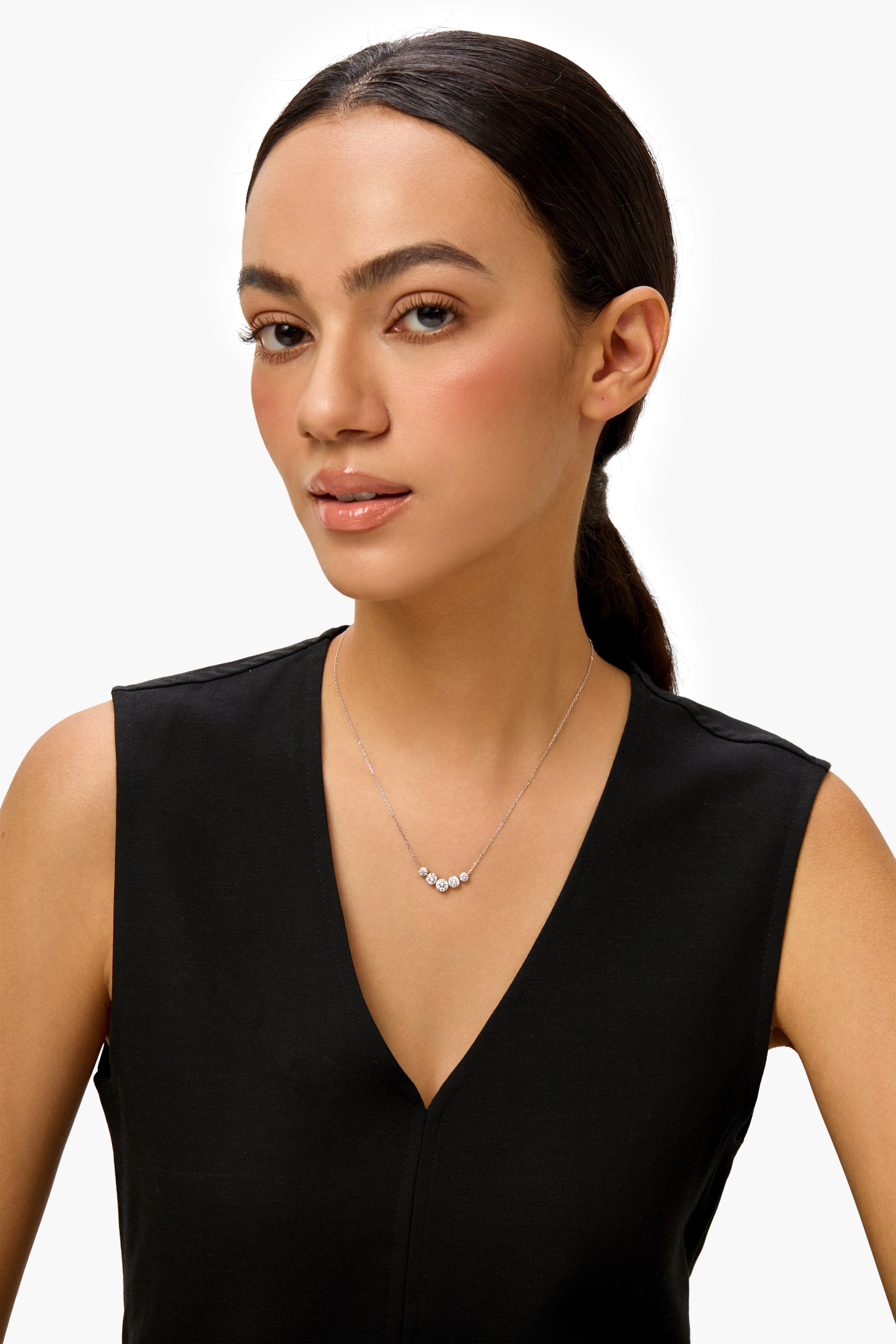 ラボグロウンダイヤモンド ベゼル留め石 ネックレス プラチナ製