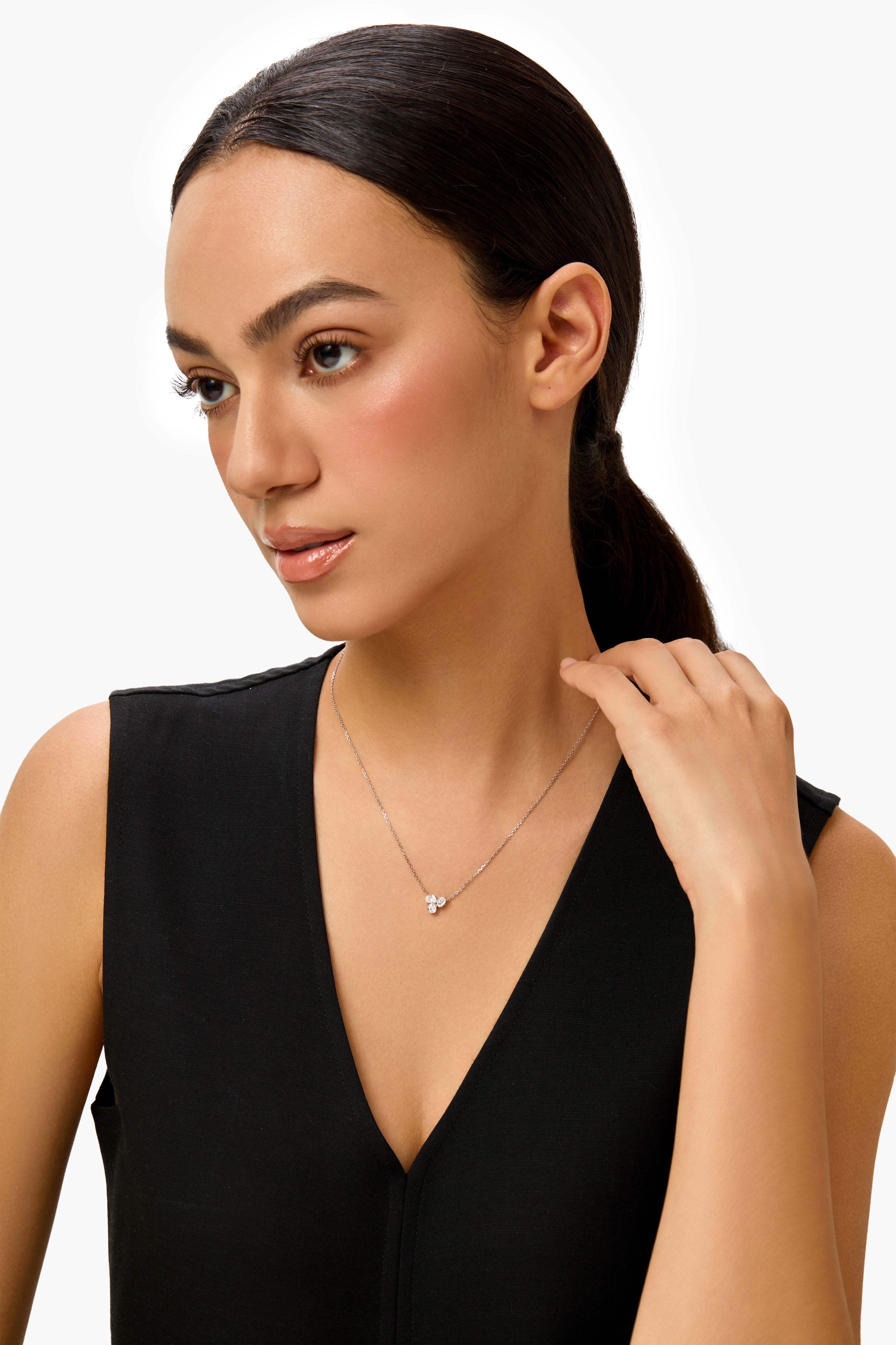 Multi-shaped Lab Diamond Necklace in 14K White Gold