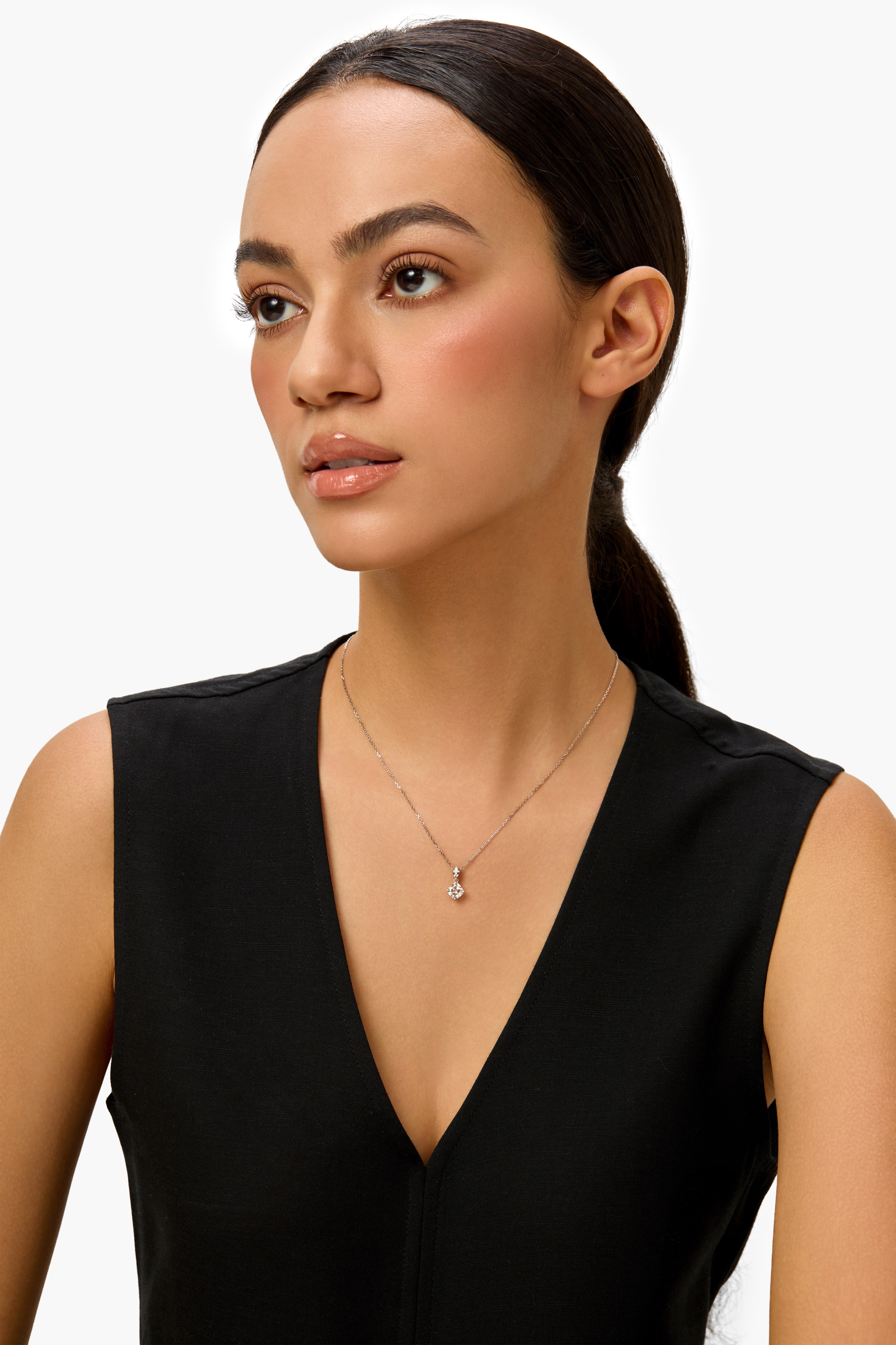Cushion Lab Diamond Pendant in White Platinum
