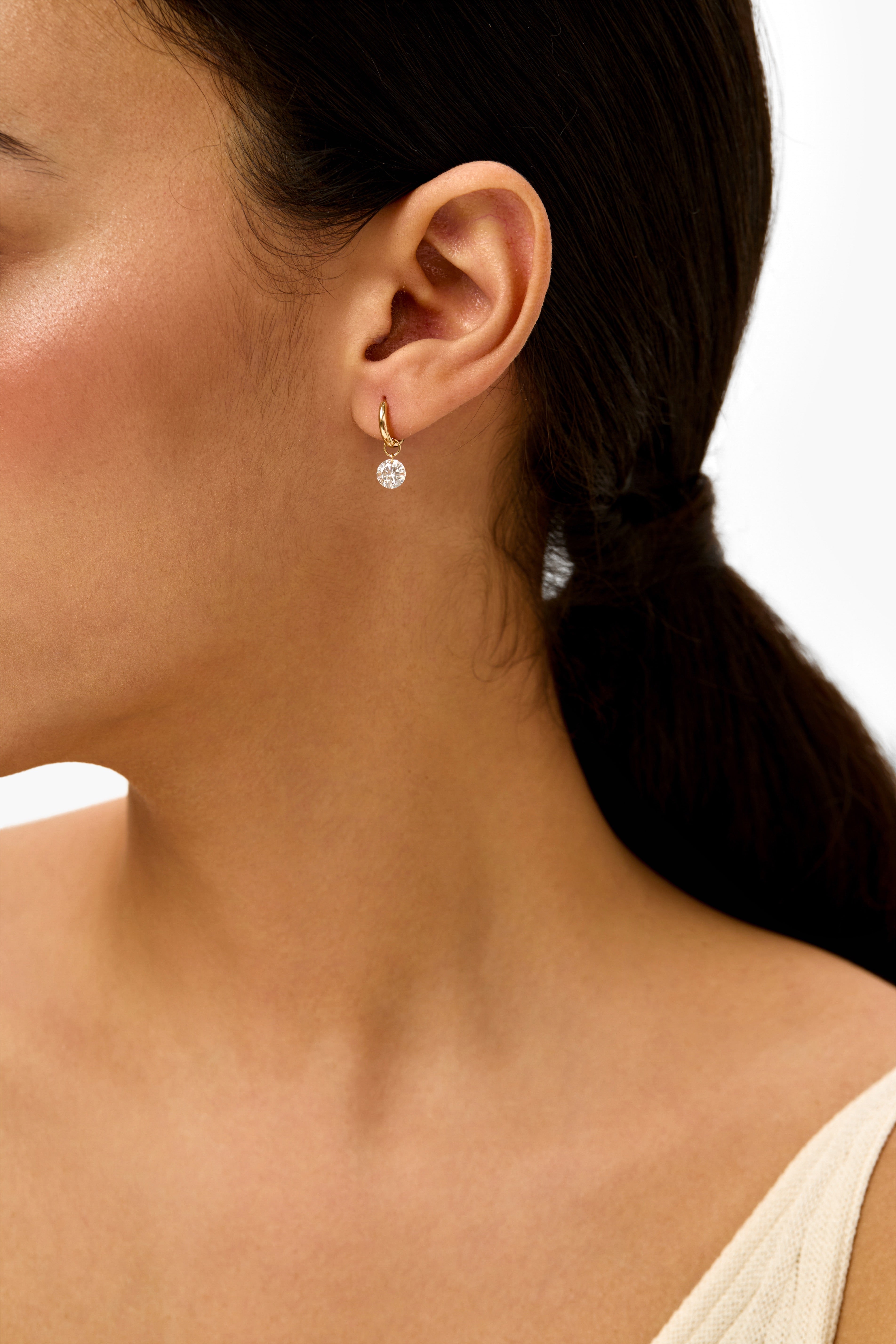 Lab Diamond Drop Earring with Round Shape in 14K Yellow Gold