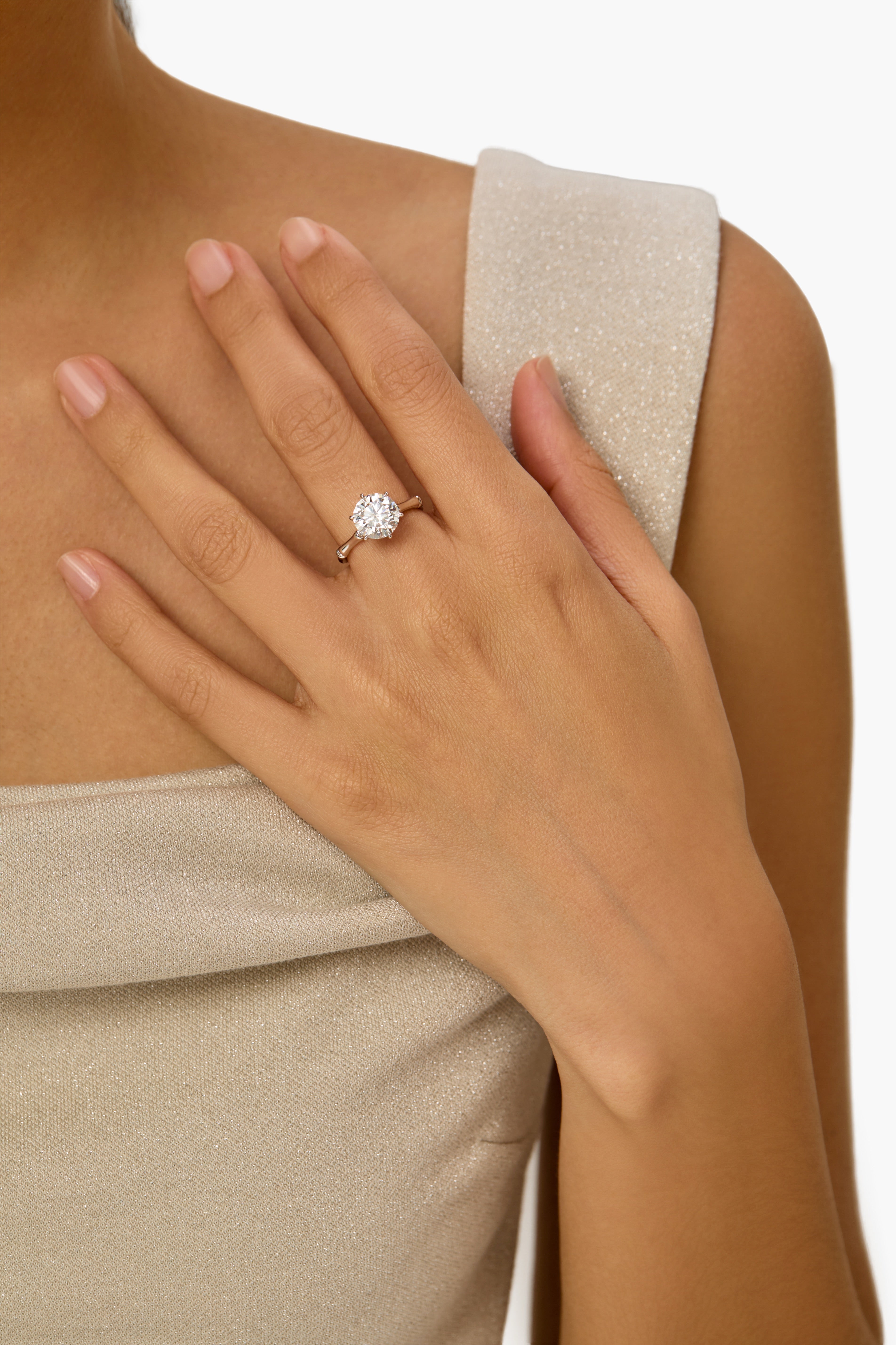 Round Lab-Created Diamond with Six-Prong Setting