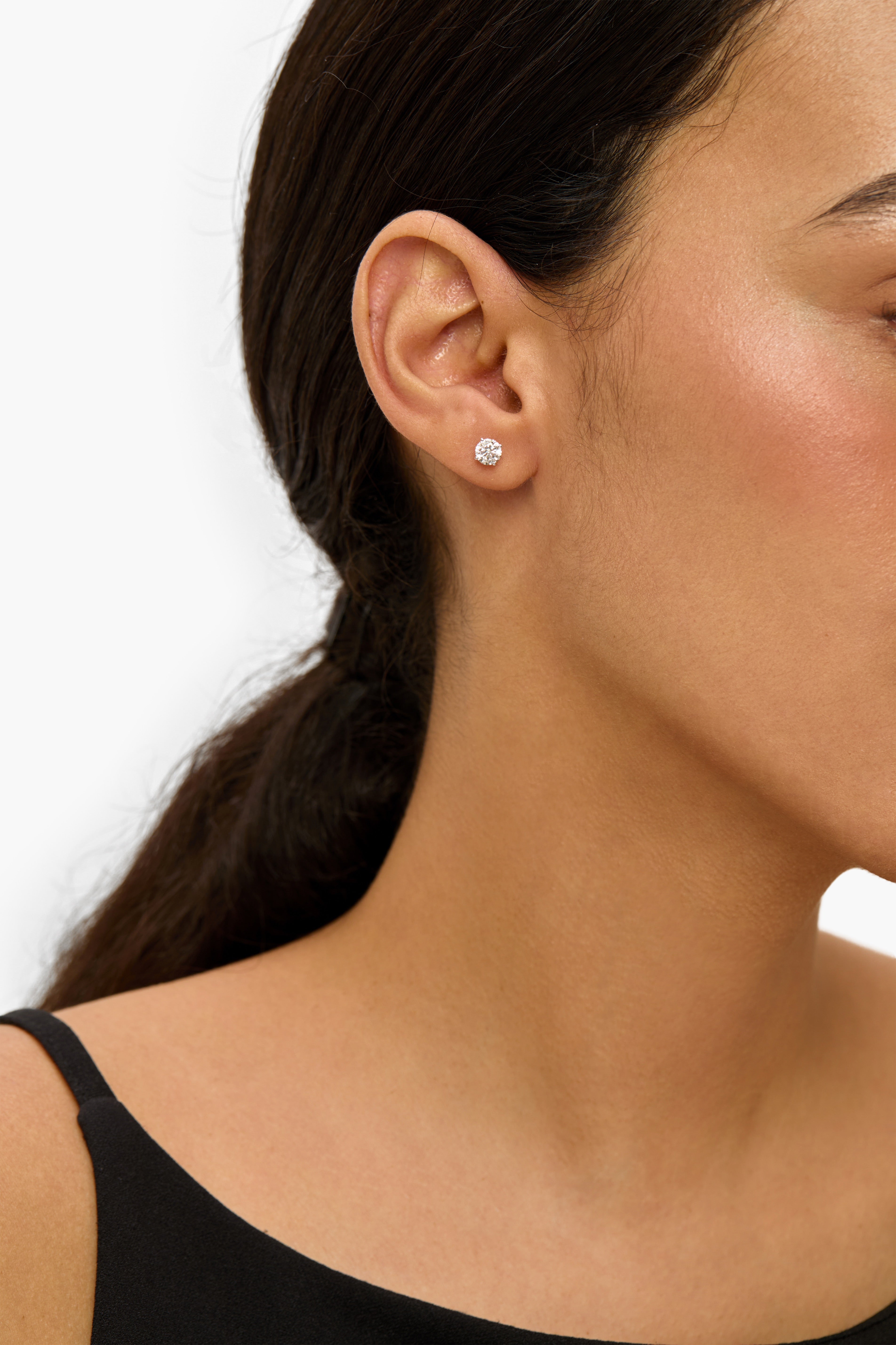 1.00ct 4-Prong Lab Diamond Stud Earrings in Platinum