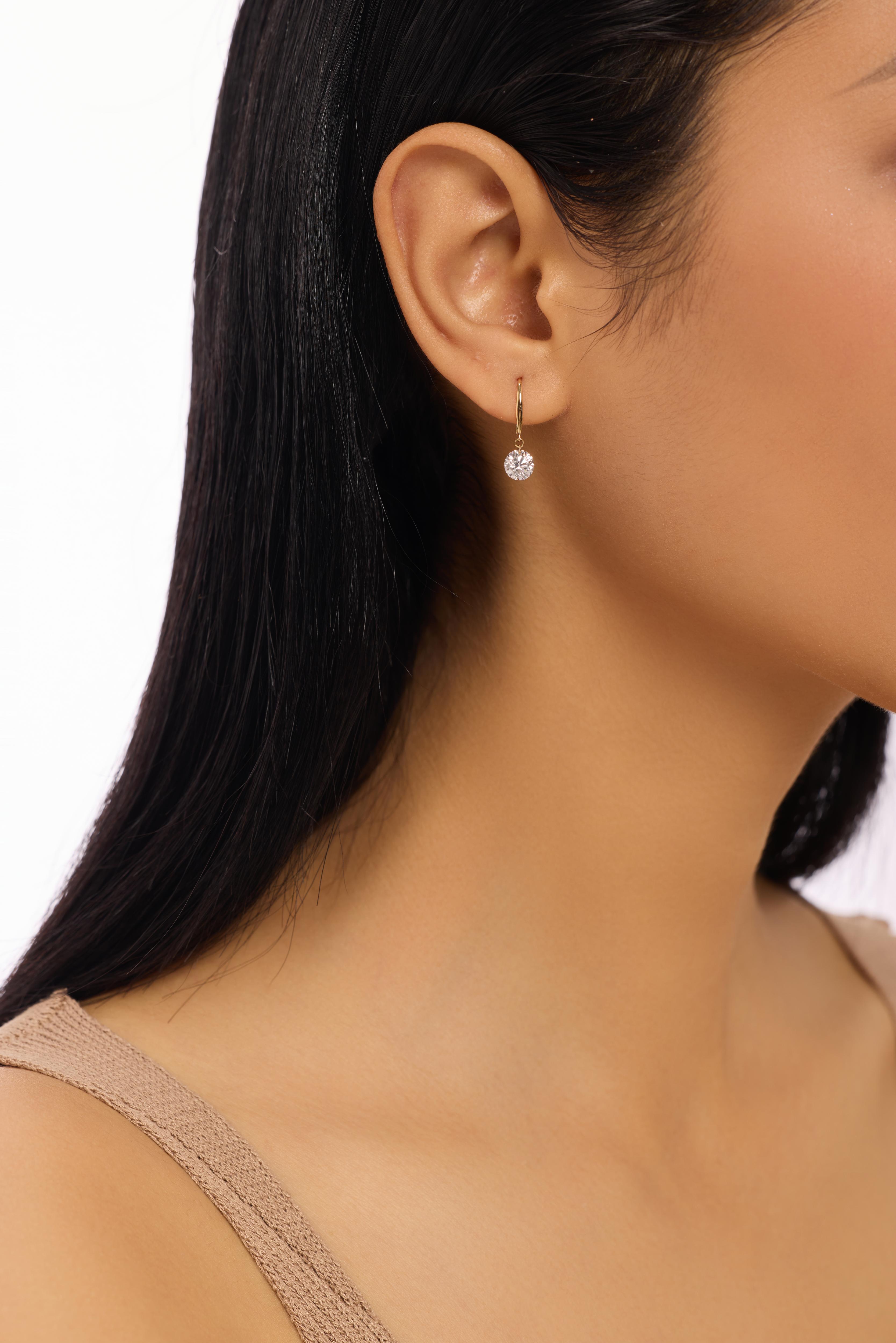 Round Solitaire Lab-Created Diamond Earring, 18K Gold