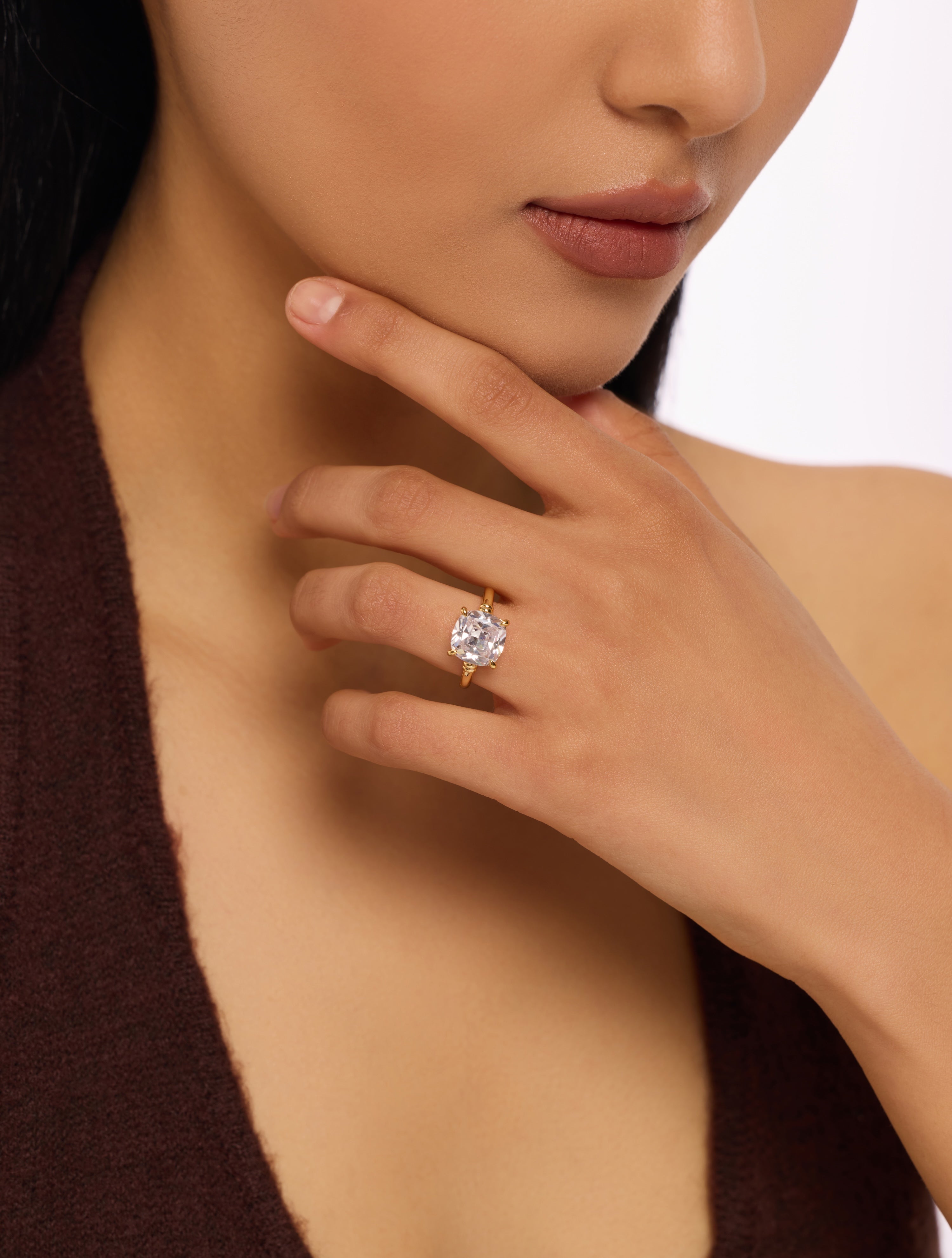 Solitaire Prong-Set Cushion Cut Engagement Ring with Lab-Grown Diamond, 14K Yellow Gold