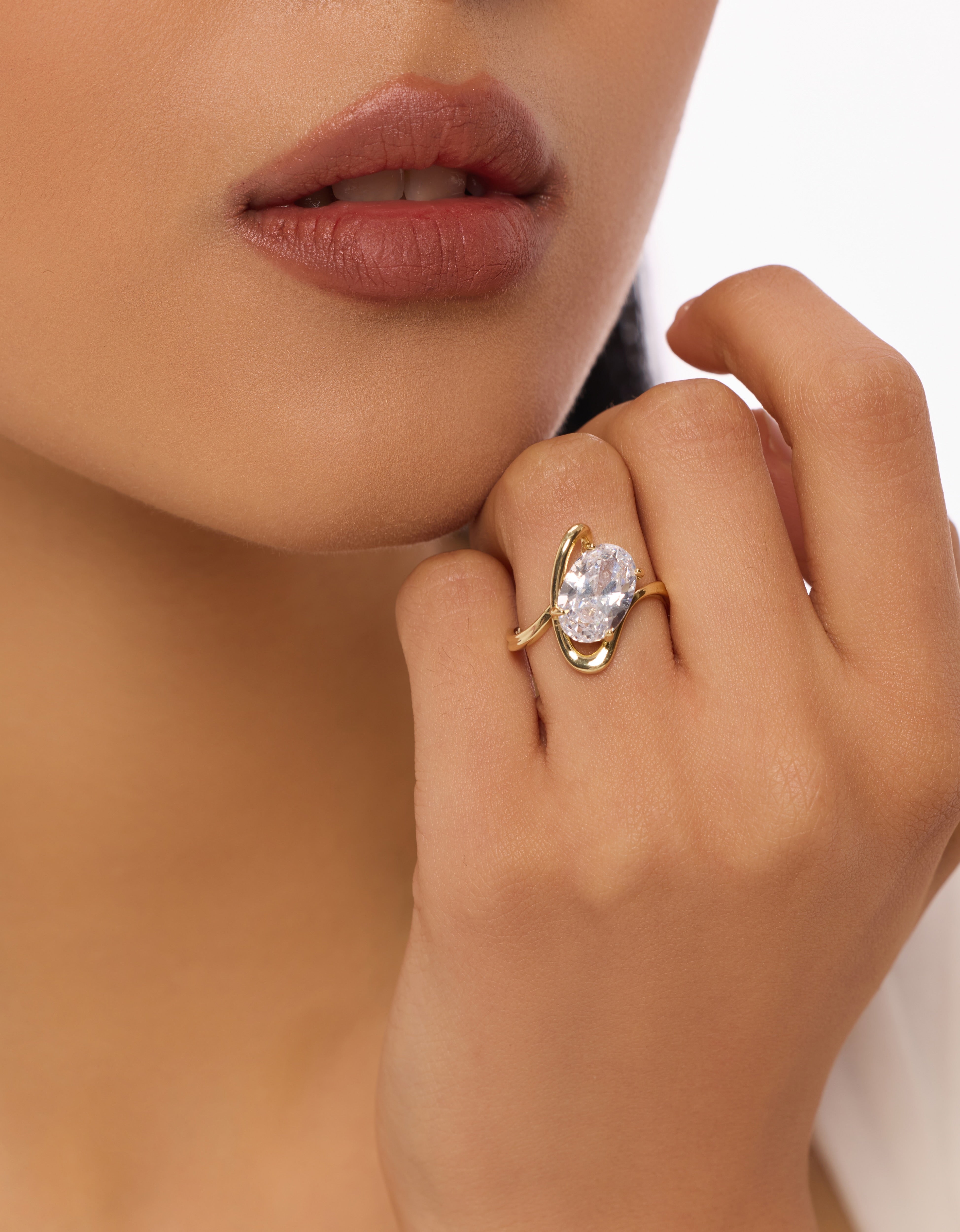 Twisted Arm Pear Diamond Engagement Ring Lab Diamond, 14K Yellow Gold