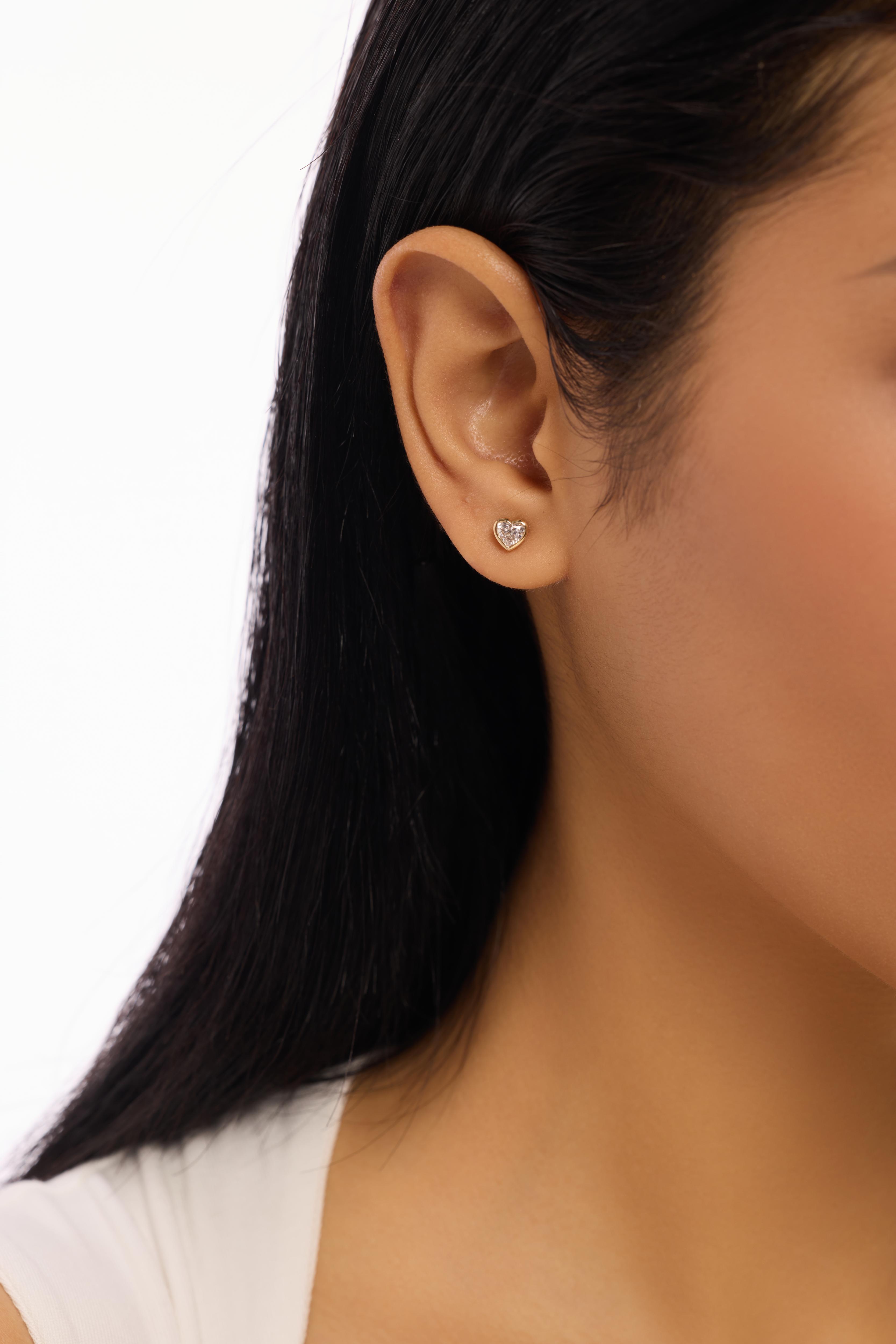 Round Bezel Lab-Created Diamond Stud Earrings, Platinum