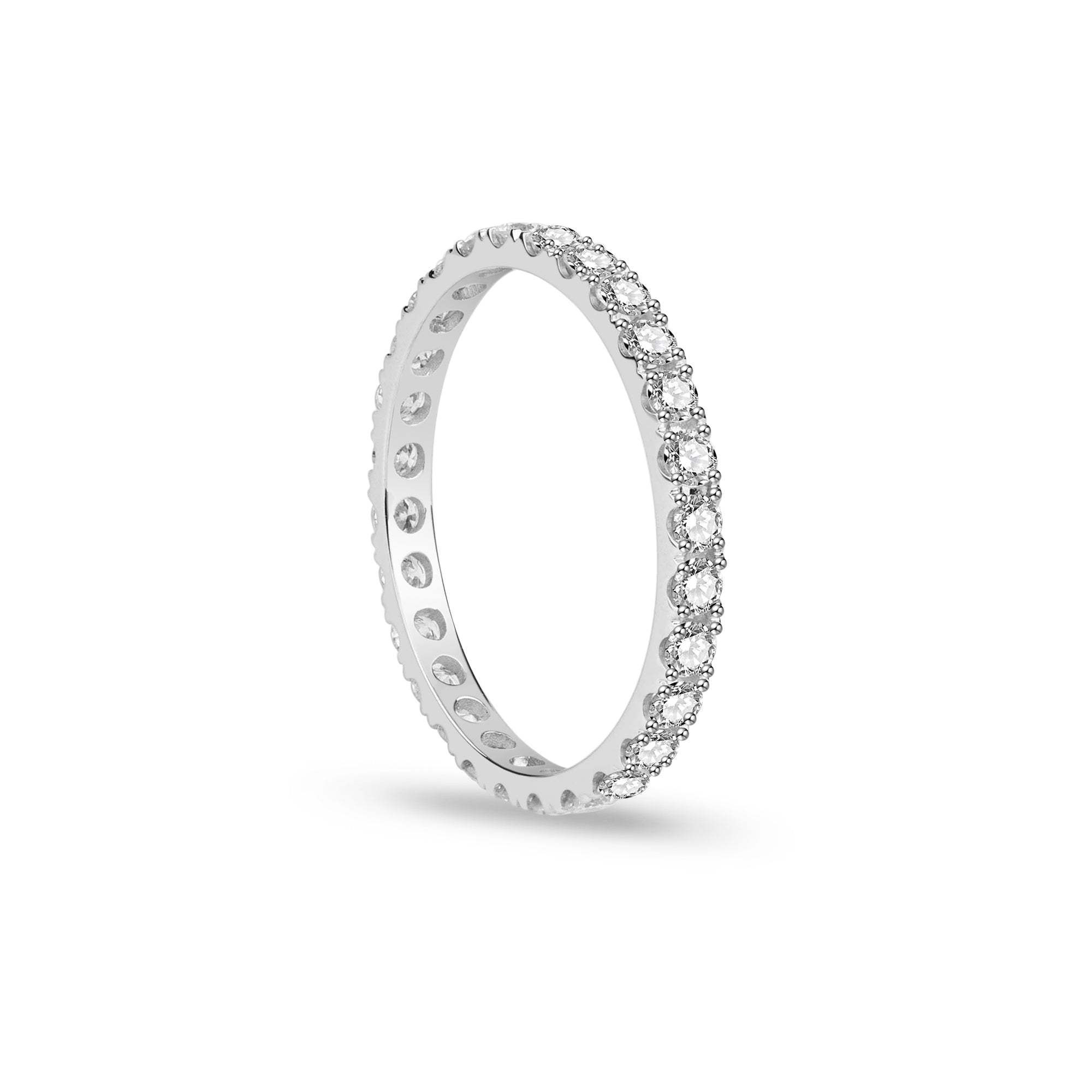 Platinum Lab-Grown Diamond Ring with Round Cut and Shared Prong Setting