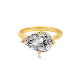 3CT East-West Pear Cut Engagement Ring with Lab-Grown Diamond, 14K Gold