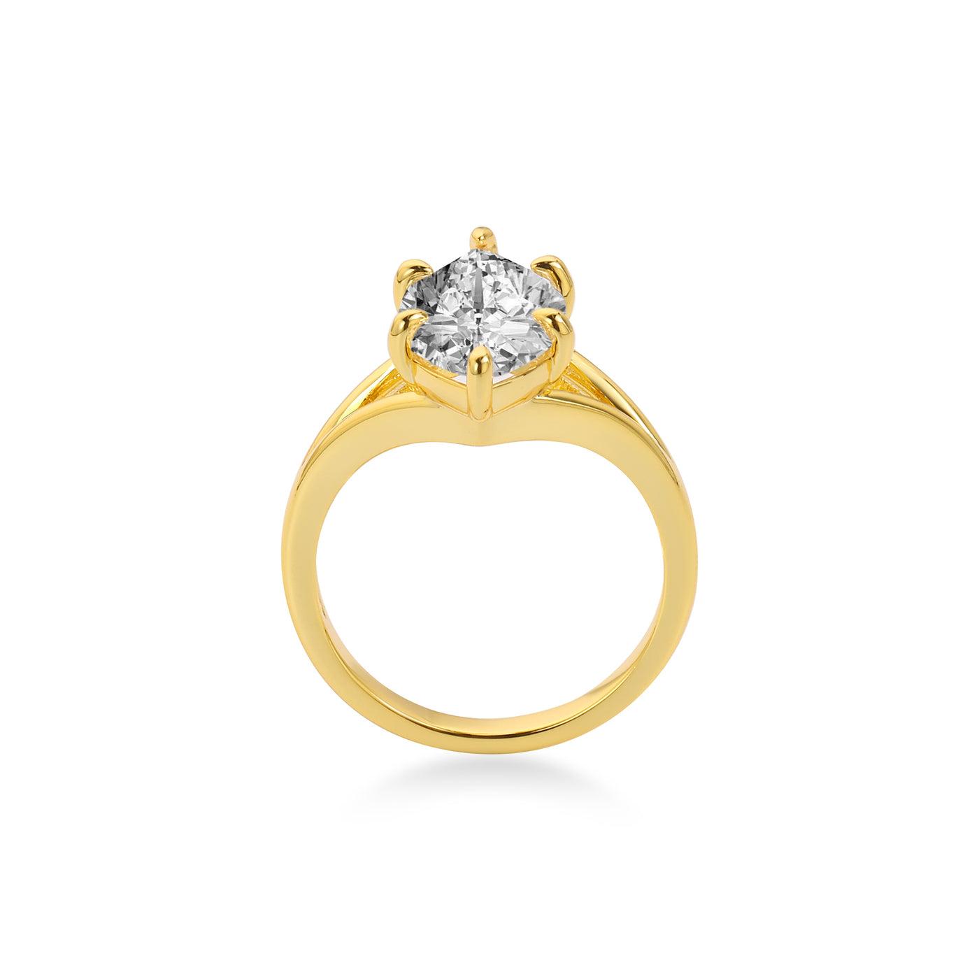 Solitaire with Split Shank Marquise Diamond Engagement Ring Lab Diamond, 14K Gold Yellow
