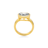 3CT East-West Bezel Oval Lab Diamond Engagement Ring, 14K Yellow Gold