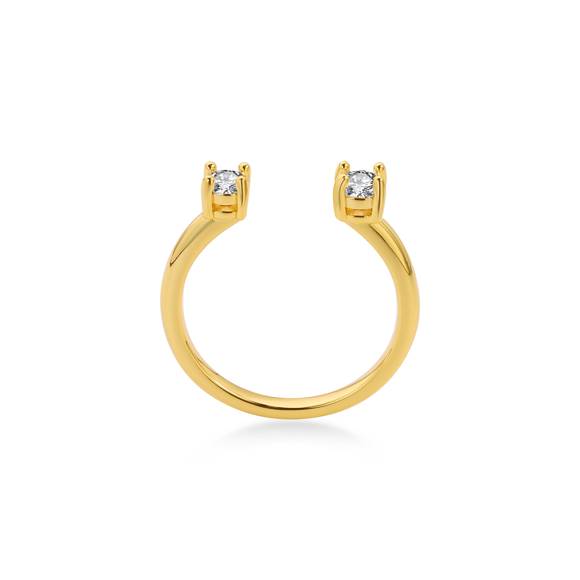 Toi & Moi Round Diamond Wedding Open Ring Lab Diamond, 14K Yellow Gold