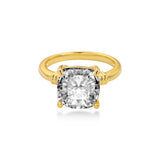 Solitaire Prong-Set Cushion Cut Engagement Ring with Lab-Grown Diamond, 14K Yellow Gold