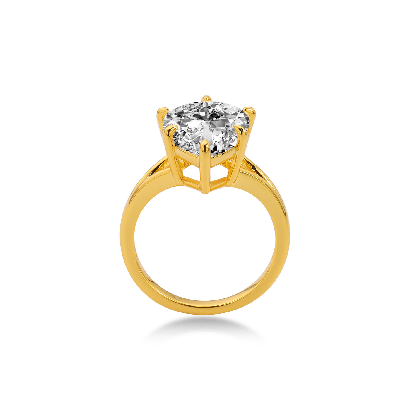 Solitaire with Split Shank Pear Lab Diamond, 14K Gold Yellow