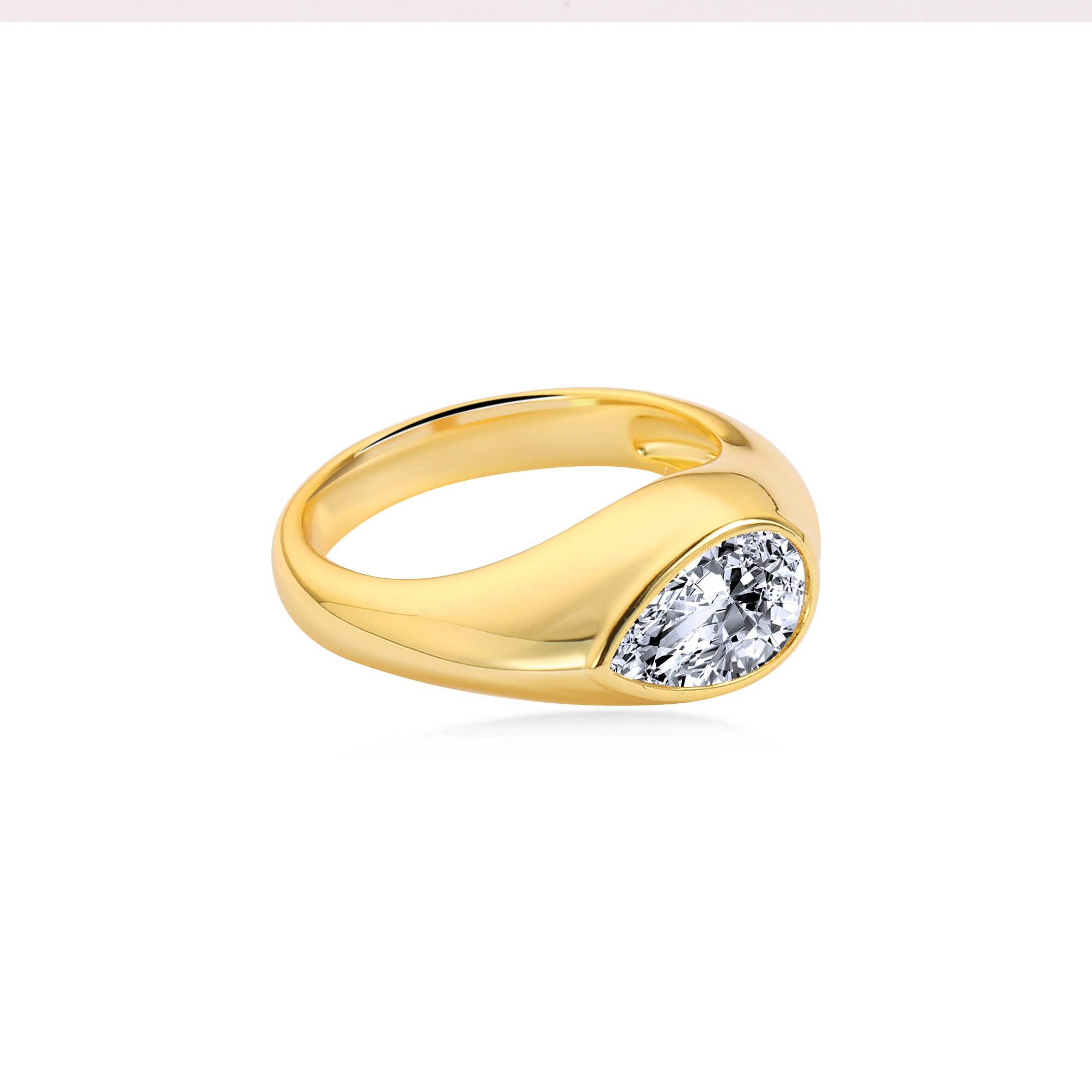 ベゼルペアダイヤモンド婚約指輪　ラボグロウンダイヤモンド付き　14Kイエローゴールド