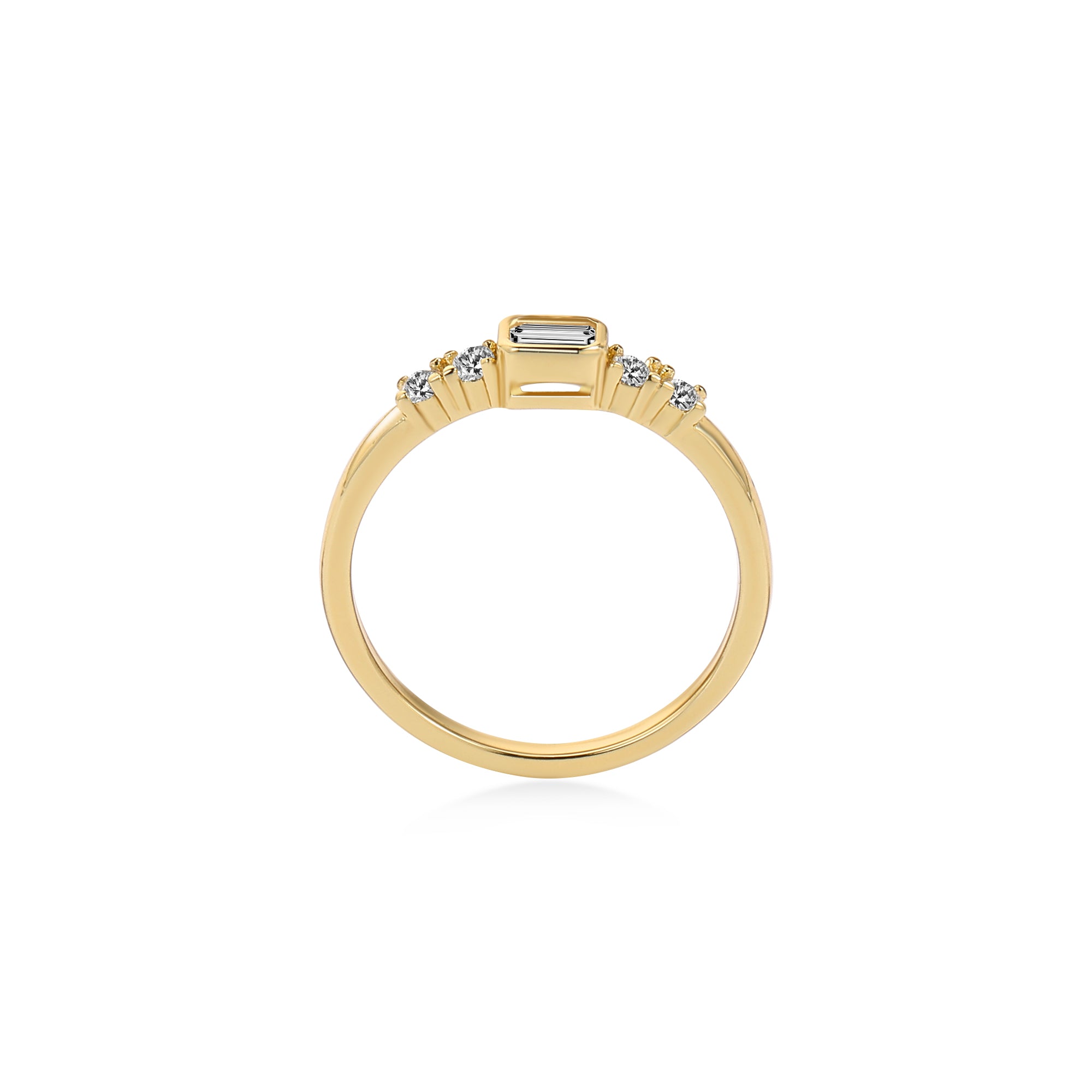 Emerald Lab-Grown Diamond Split-Prong Wedding Band in 14K Yellow Gold
