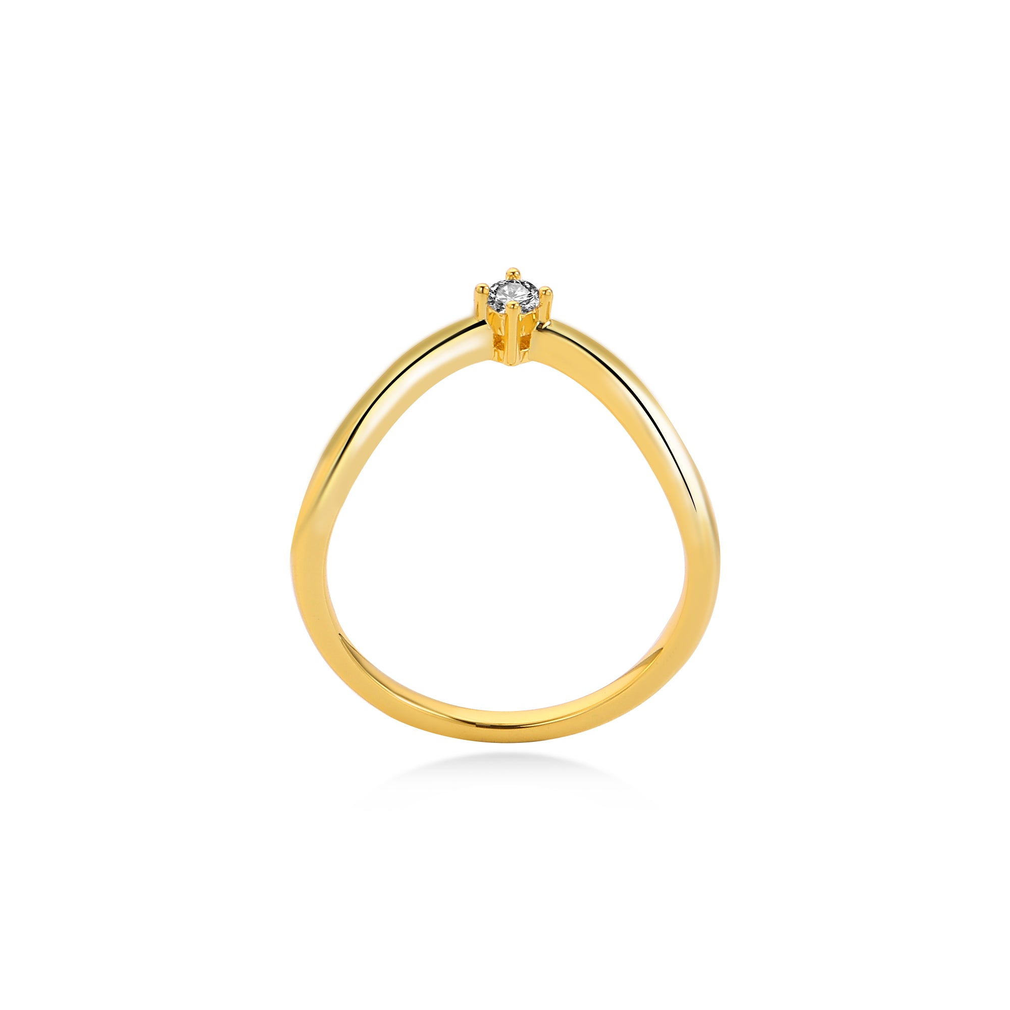 Smile Round Diamond Wedding Ring Lab Diamond, 14K Yellow Gold