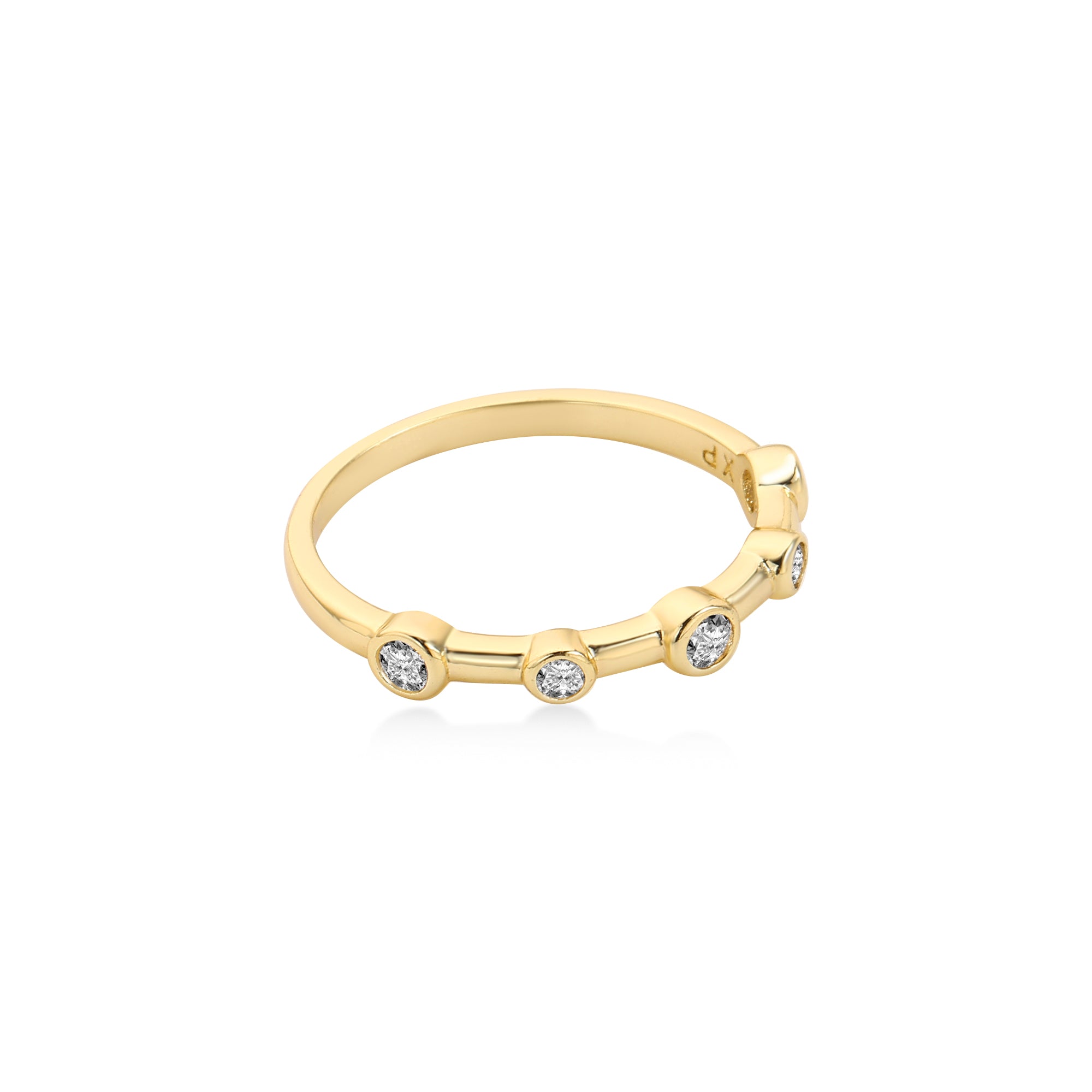 ベゼルセットラボグロウンダイヤモンドリング　14Kイエローゴールド