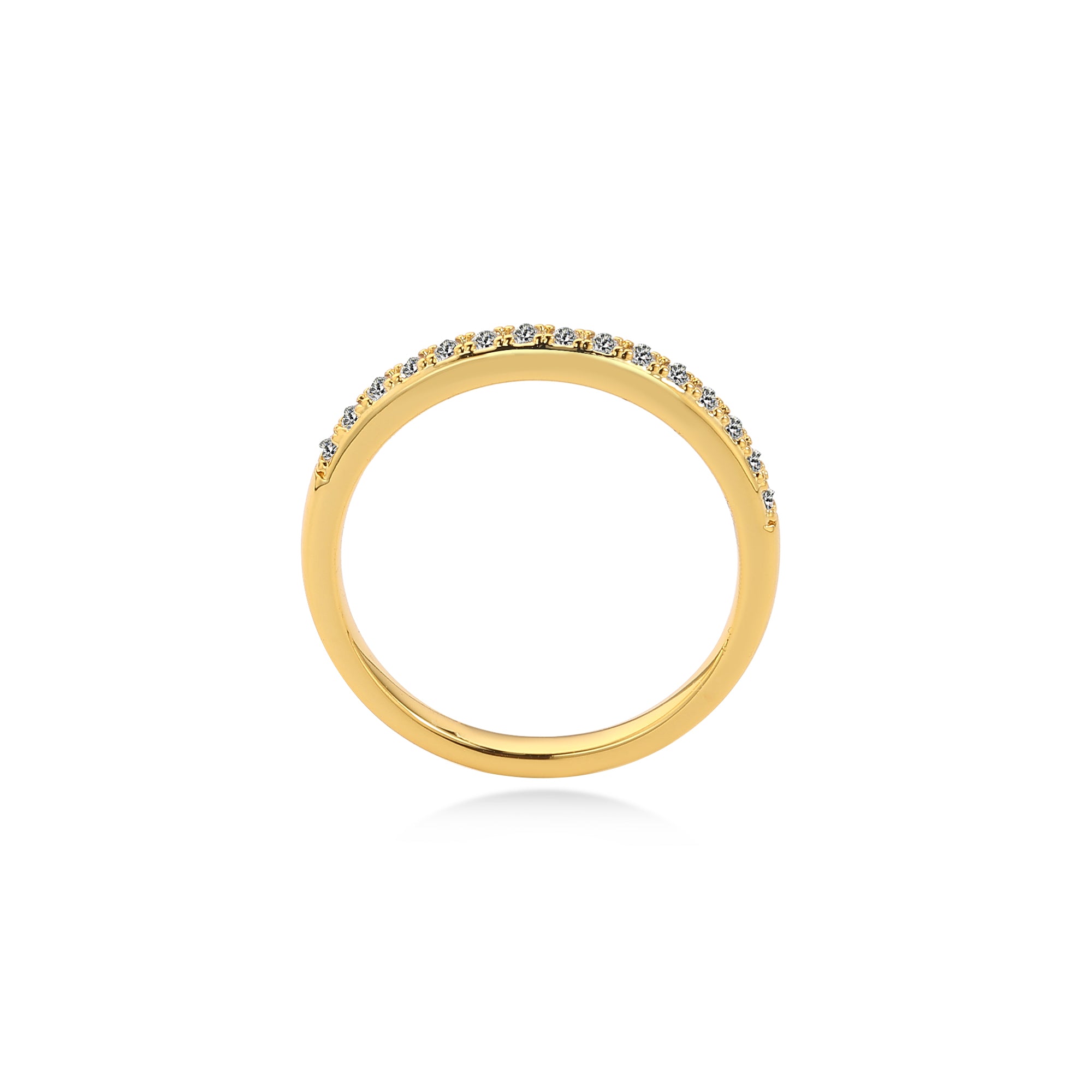 Channel Bead Prong Diamond Wedding Ring Lab Diamond, 14K Yellow Gold